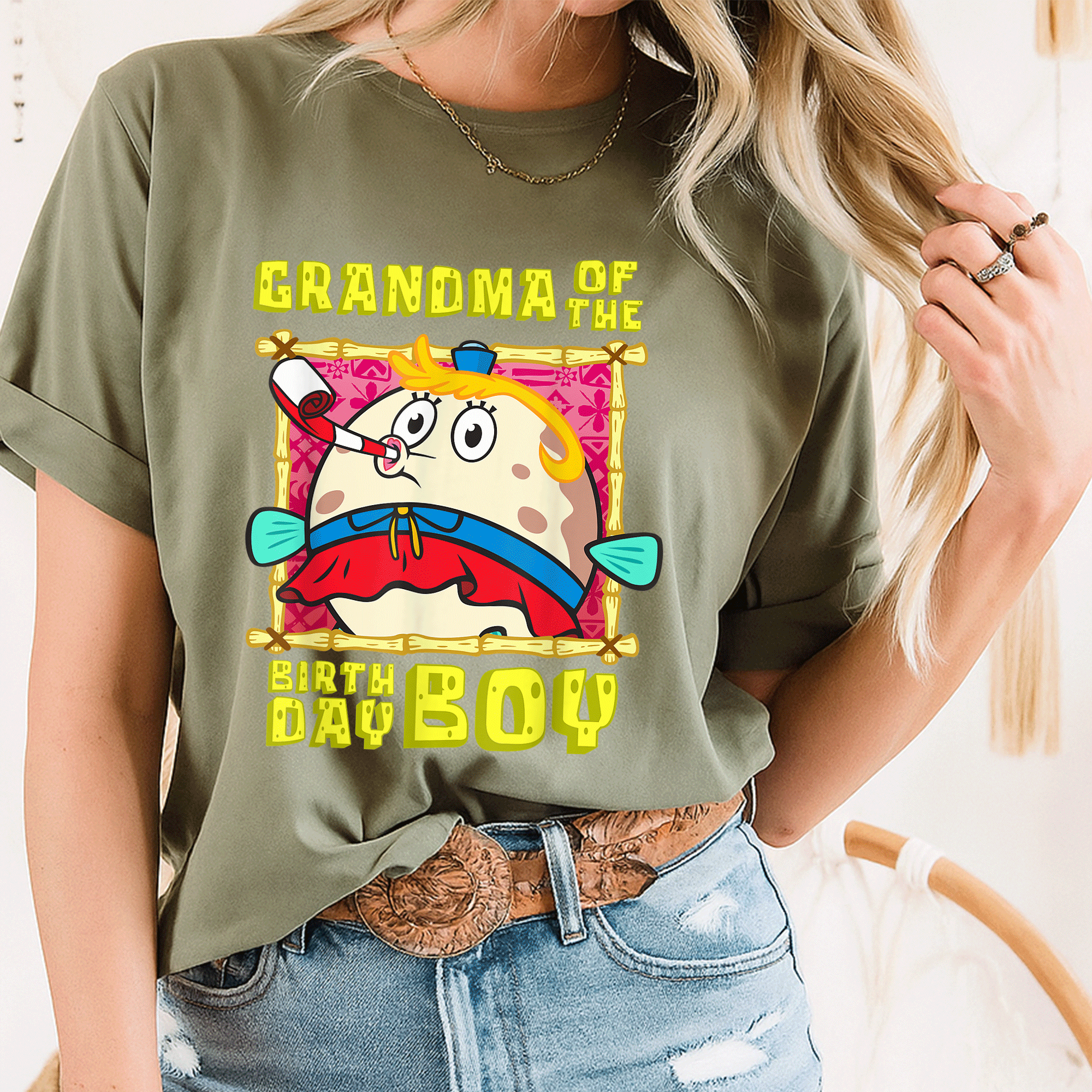 Mademark SpongeBob SquarePants Mrs Puff Grandma Birthday Boy T-Shirt Cute Graphic Tee for Grandmothers and Fans - 8