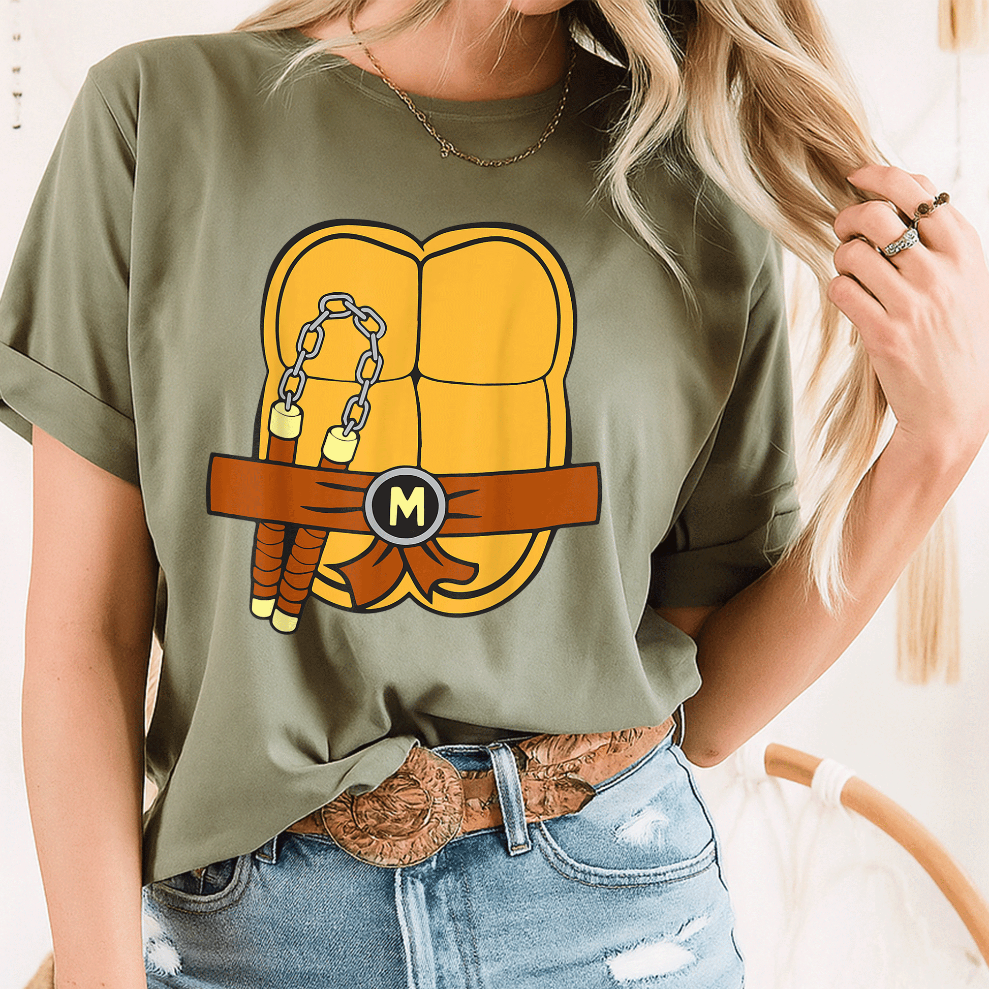Mademark x Teenage Mutant Ninja Turtles Michelangelo Halloween Costume T-Shirt for Kids and Adults - Fun and Trendy Apparel - 8