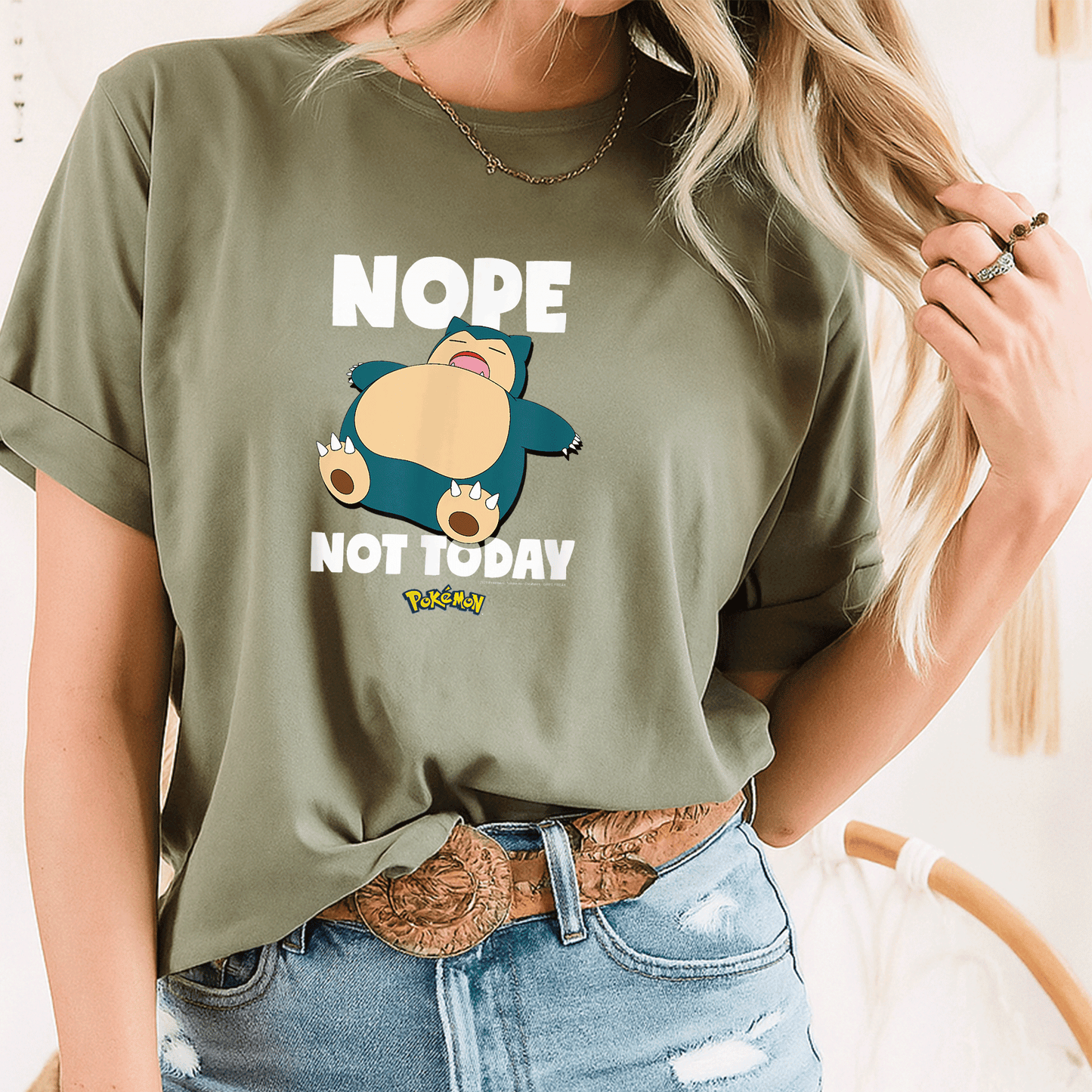 Cozy Pokémon Nope Not Today Snorlax T-Shirt: Fun Design Perfect for Fans Who Love to Chill and Relax in Style! - 8
