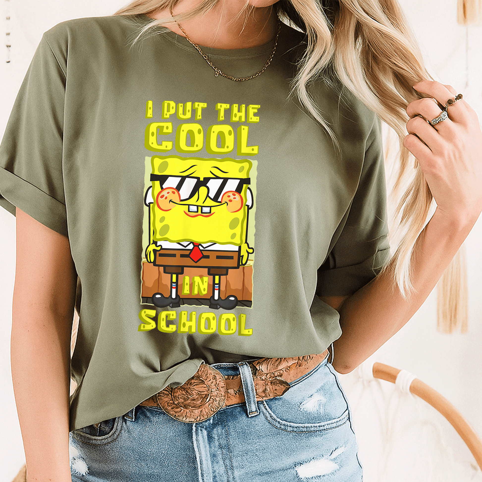 Mademark x SpongeBob SquarePants Boys Gift T-Shirt - Cool Back To School Tee Featuring Fun SpongeBob Design for Kids - 8