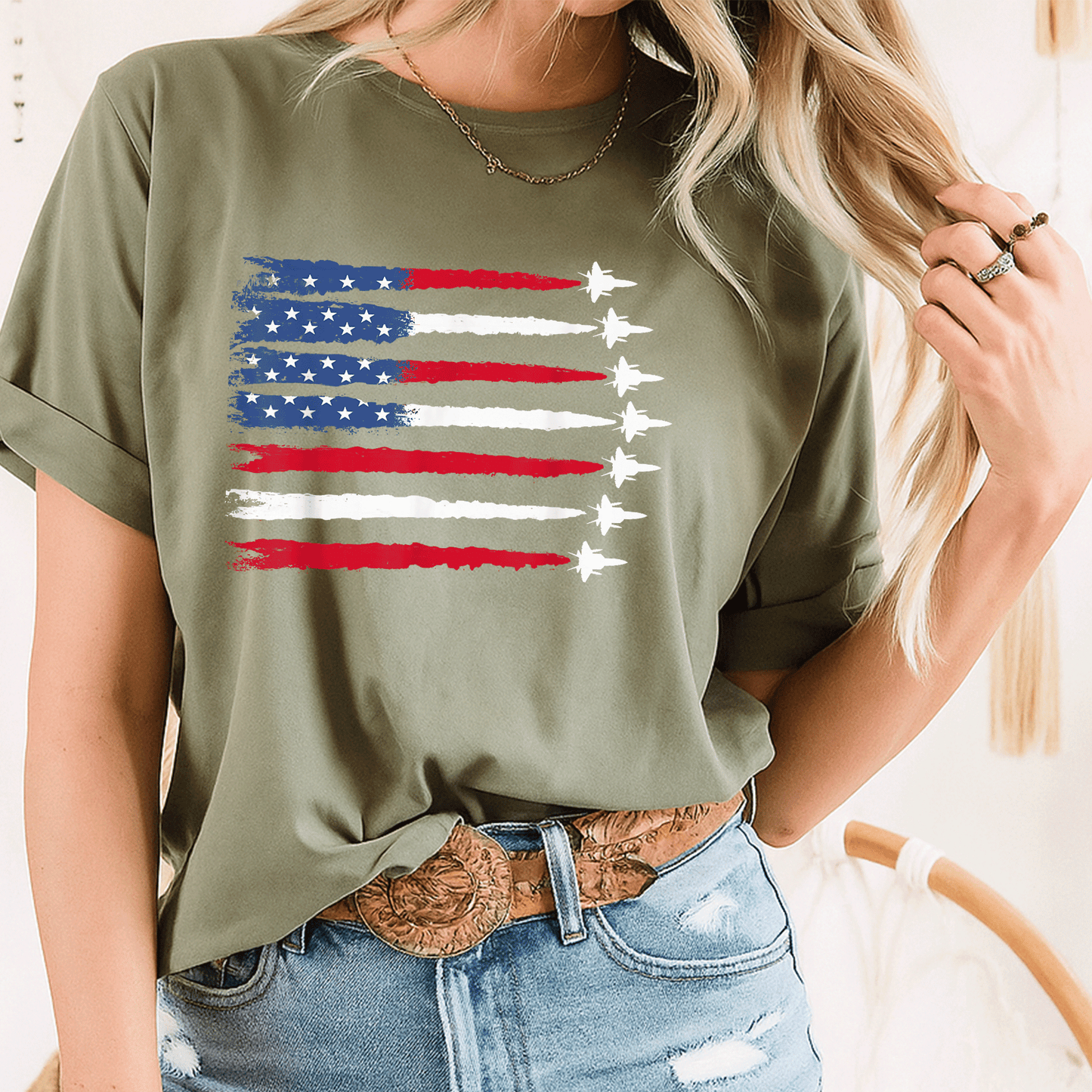 Patriotic USA Flag Fighter Jets 4th of July T-Shirt for Men and Women - Celebrate Independence Day in Style! - 8