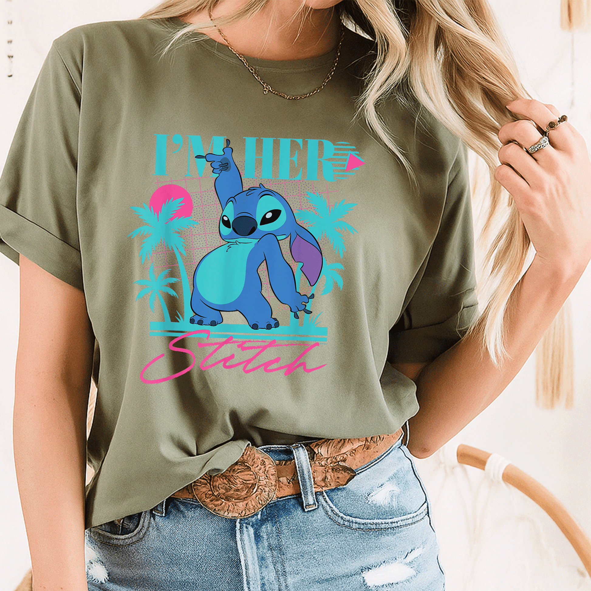 Disney Stitch Retro 90s Couples Matching T-Shirt I'm Her Stitch Cute Design for Lovebirds Perfect Gift for Him and Her - 8