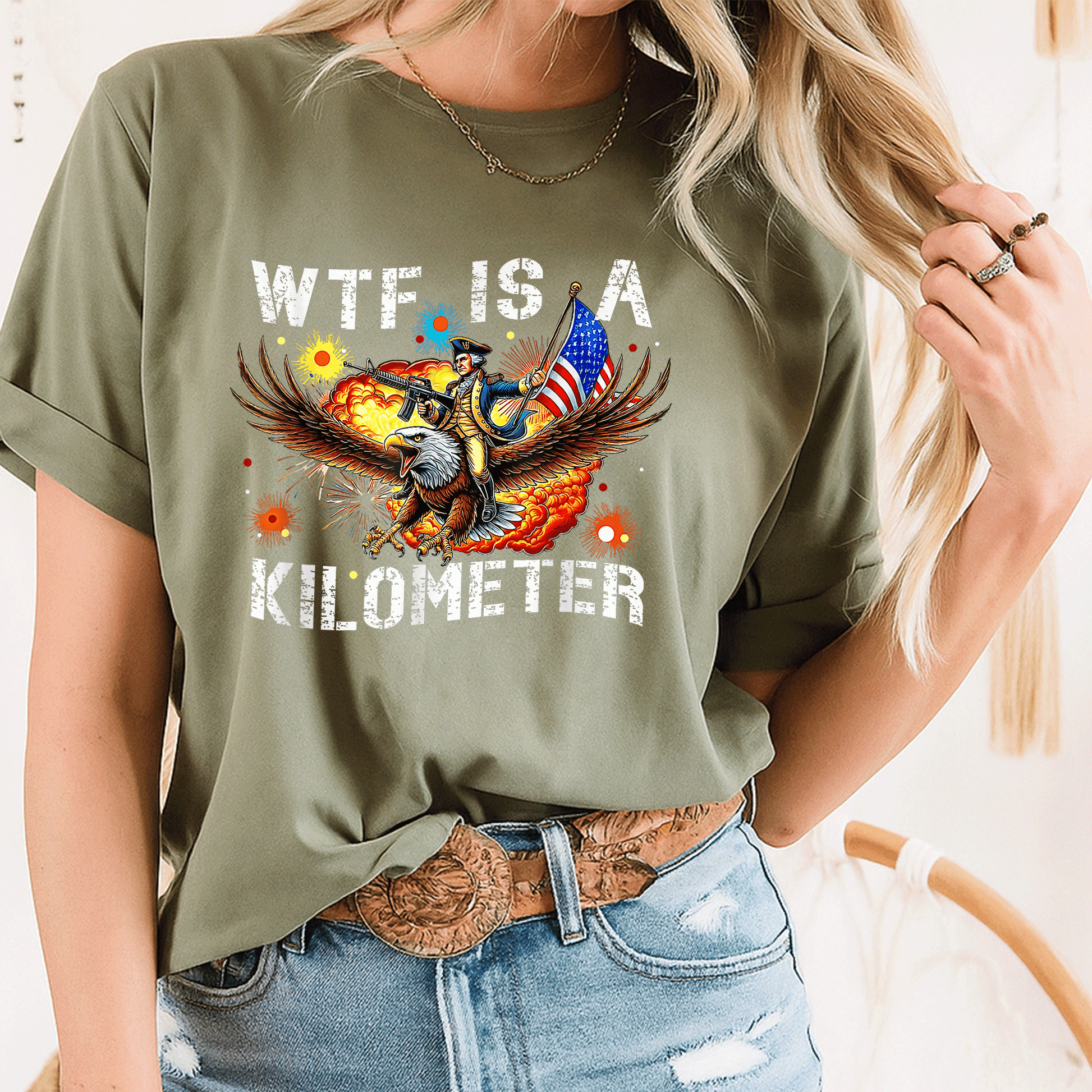 Retro WTF Is A Kilometer Funny Patriotic American Freedom T-Shirt for Proud Americans, Perfect Gift for Freedom Lovers and Road Trip Enthusiasts - 8