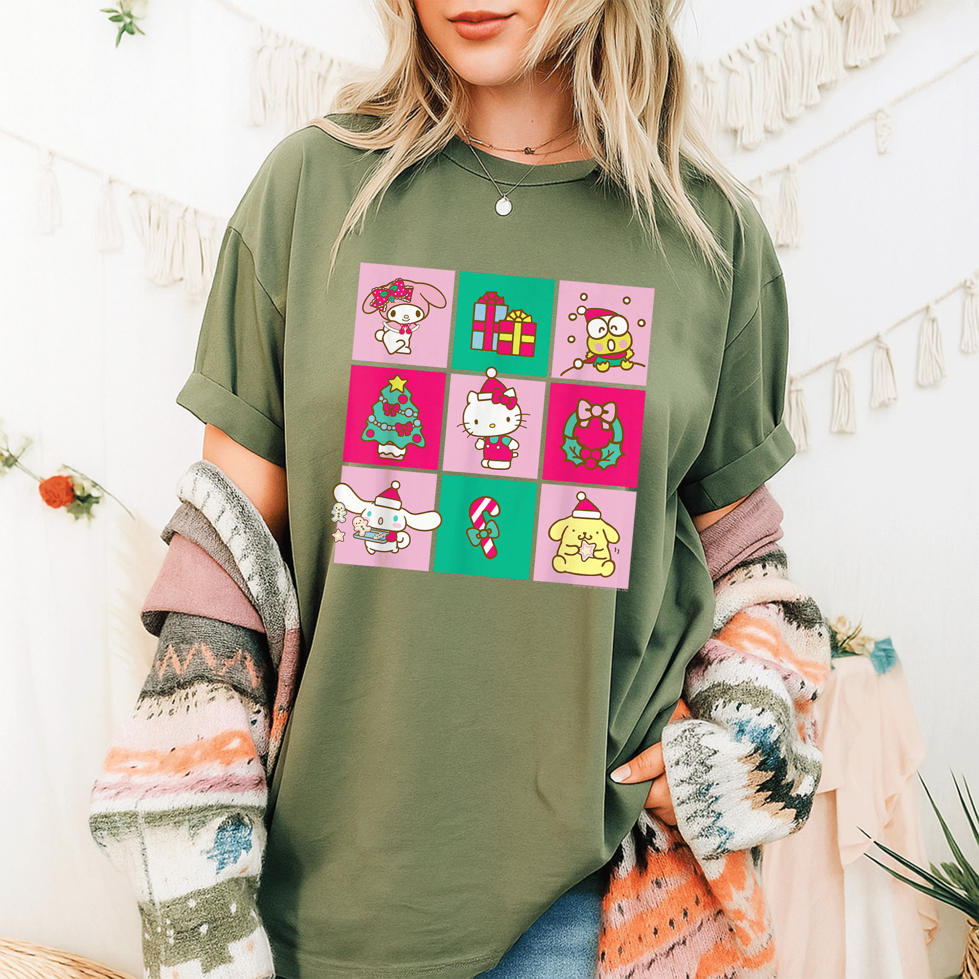 Hello Sanrio Friends Christmas Time Tee Shirt Adorable Holiday T-Shirt with Cute Characters for Festive Fun and Celebration - 9