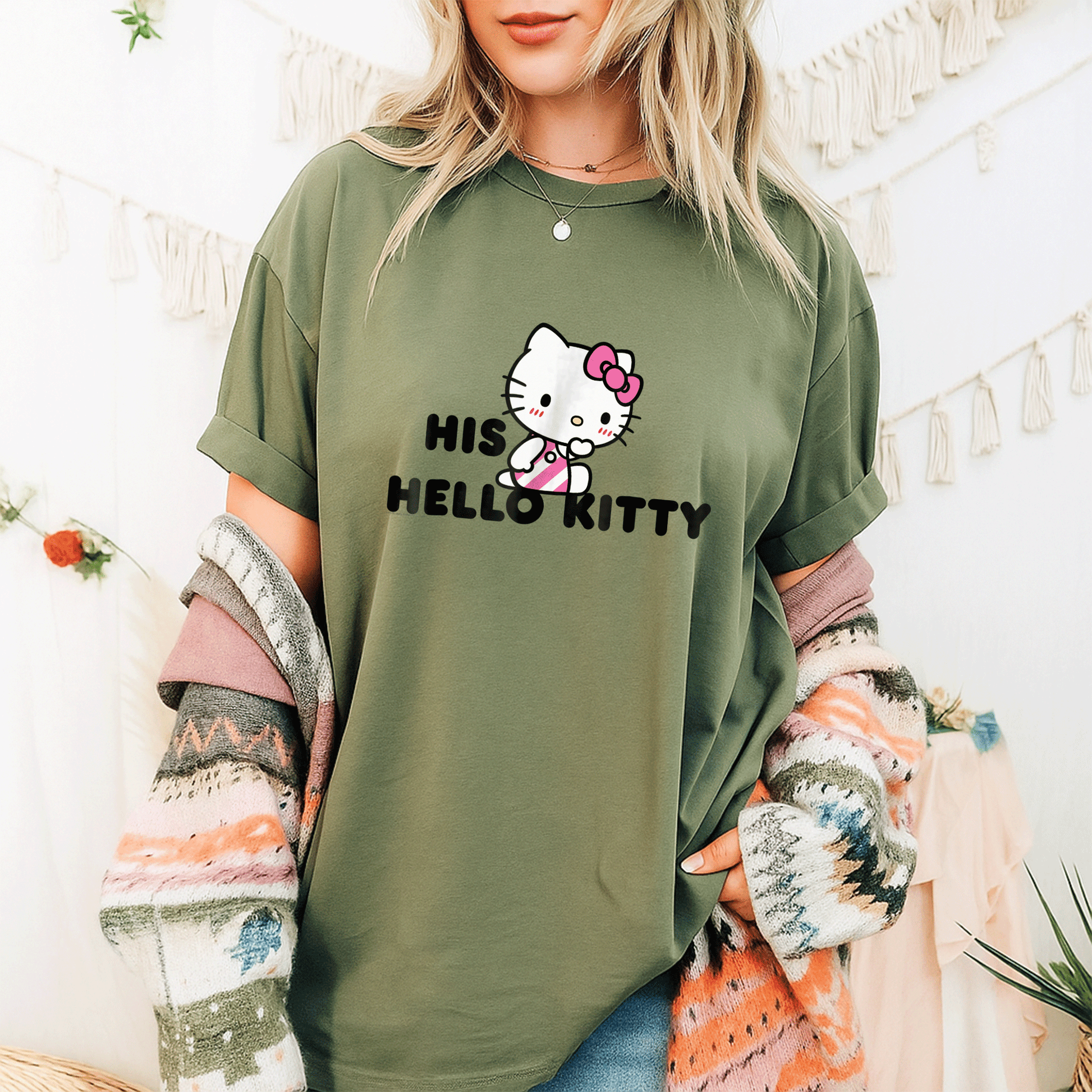 Cute Hello Kitty and Dear Daniel Couples Tee Shirt for Matching Outfits, Perfect for Romantic Dates and Sweet Memories - 9