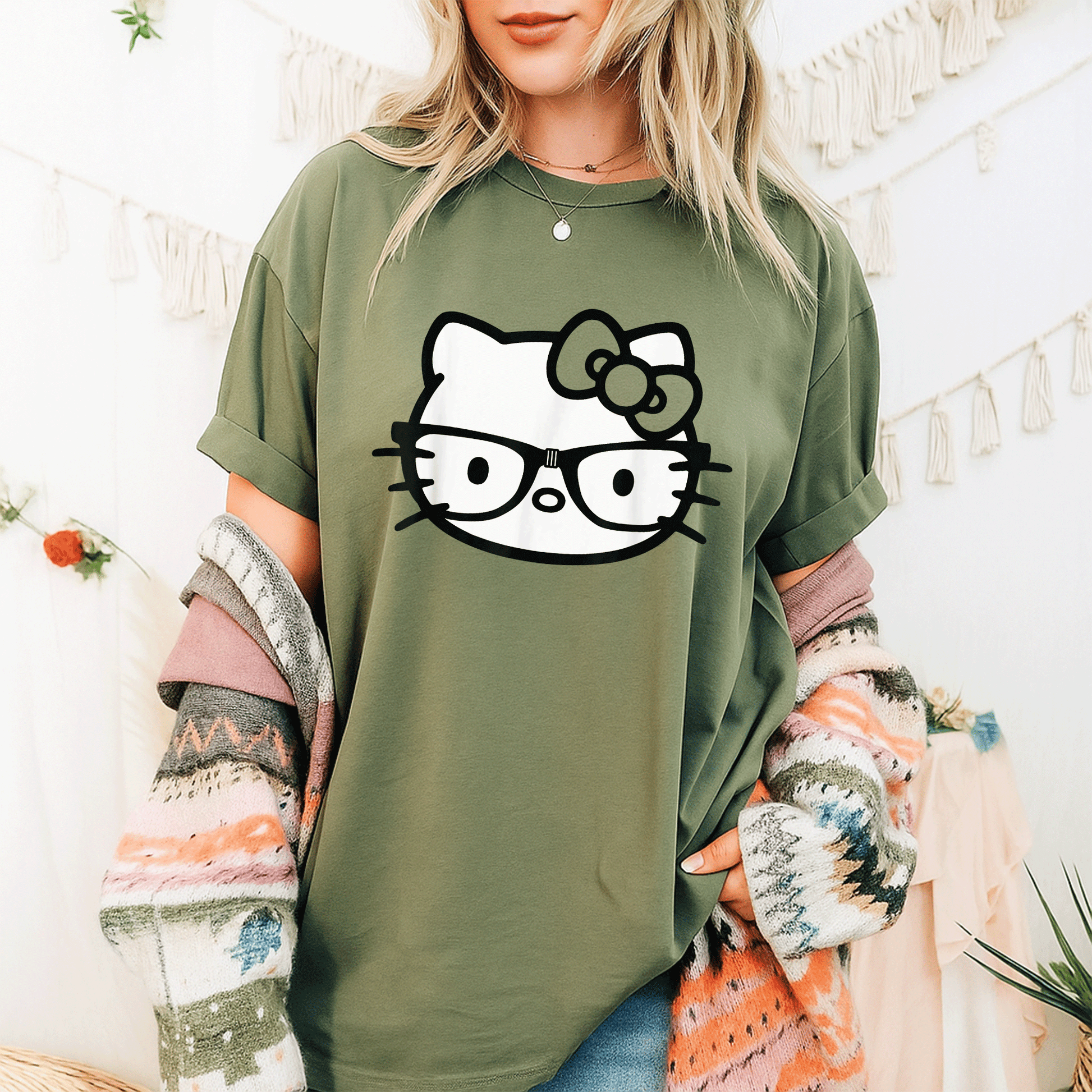 Hello Kitty Black and White Nerd Glasses T-Shirt for Cute Fashion Lovers – Stylish and Fun Graphic Tee for Everyday Wear - 9