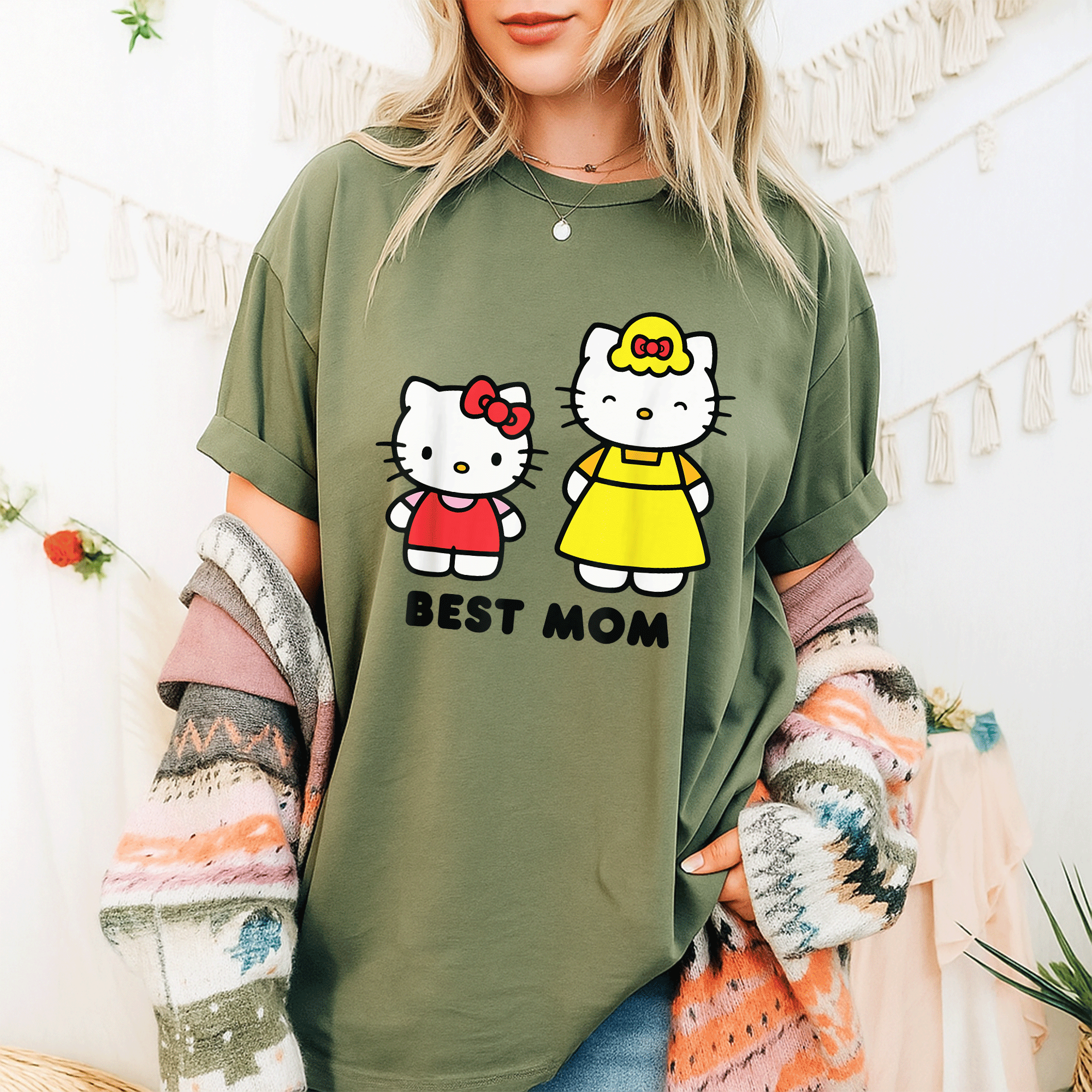 Hello Kitty Best Mom Mother's Day T-Shirt Cute Graphic Tee for Moms with Adorable Hello Kitty Design and Heartwarming Message - 9