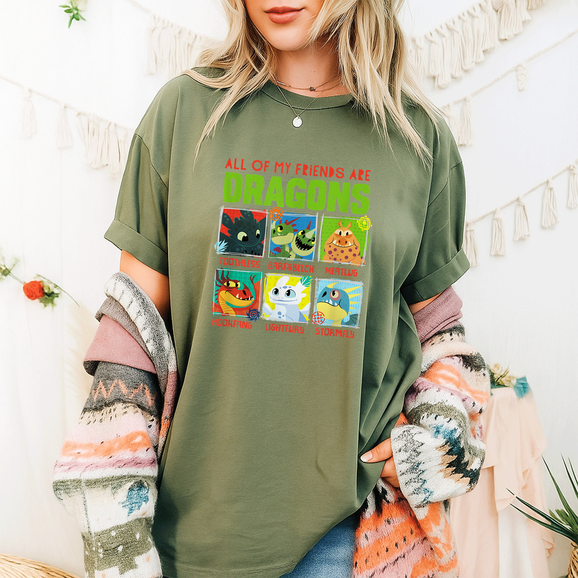 How to Train Your Dragon 3 Hidden World Dragon Friends T-Shirt for Kids and Adults - Fun and Colorful Dragon Design - 9