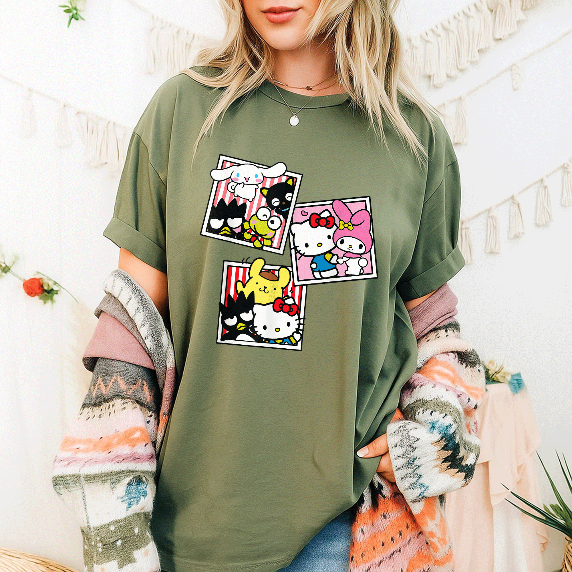 Hello Kitty and Friends Photo Booth Fun T-Shirt Perfect for Kids and Adults Cute Graphic Tee for Hello Kitty Fans - 9