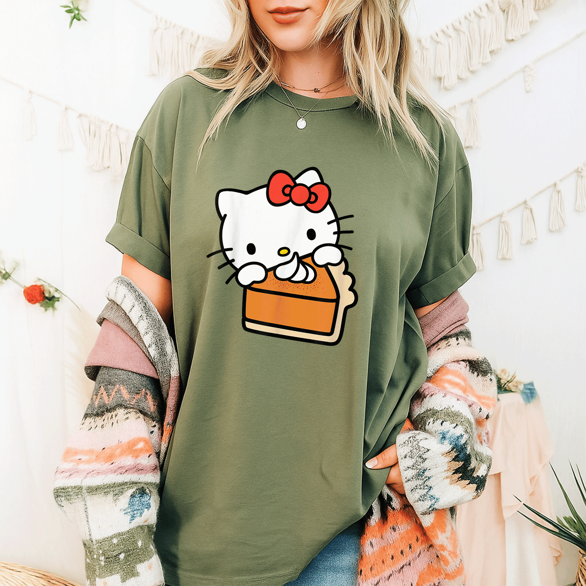 Hello Kitty Pumpkin Pie T-Shirt Adorable Fall Fashion for Cat Lovers Cute Graphic Tee Perfect for Halloween and Thanksgiving Celebrations - 9