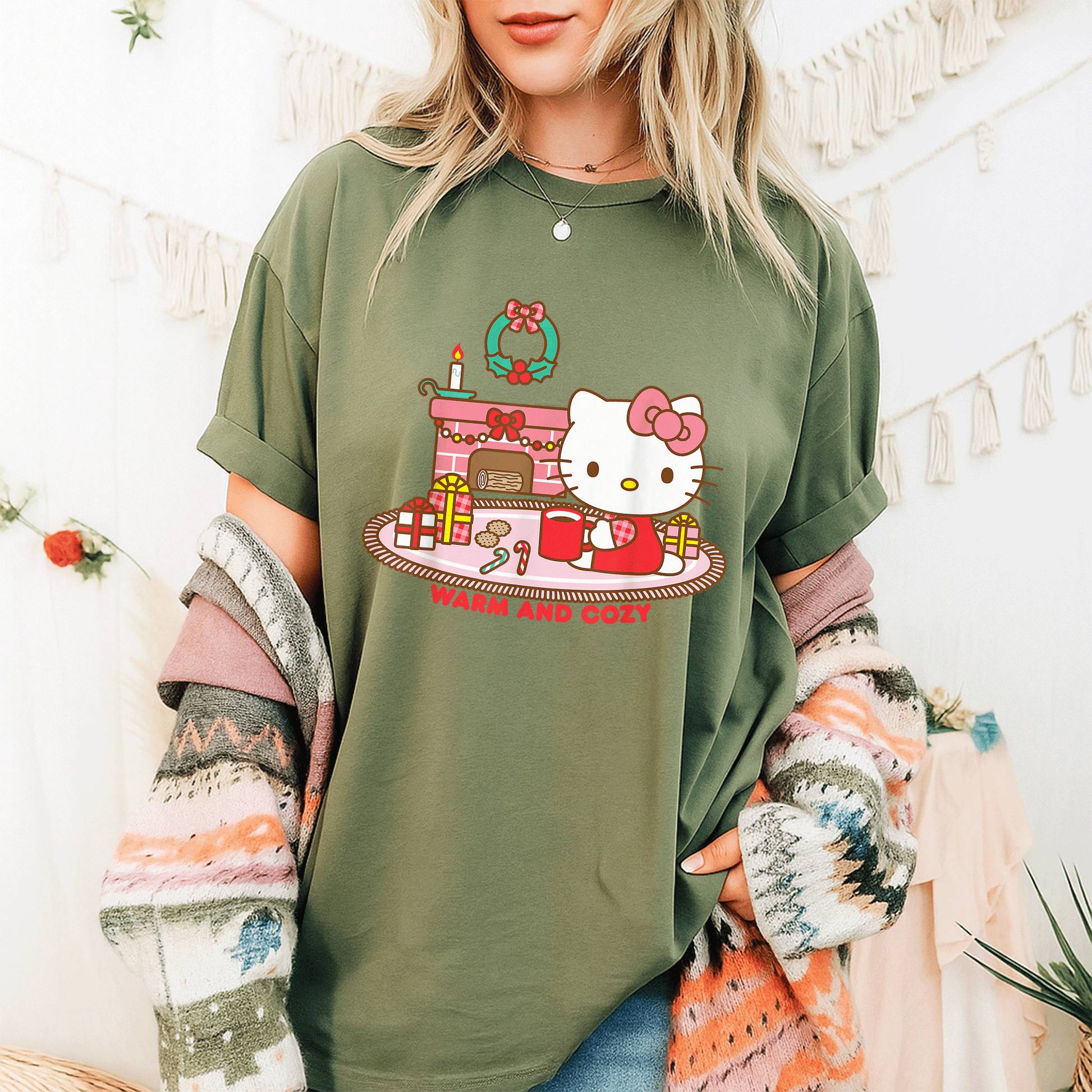 Cozy Up with Hello Kitty This Christmas - Cute and Comfortable Holiday T-Shirt for Festive Fun and Cheer - 9