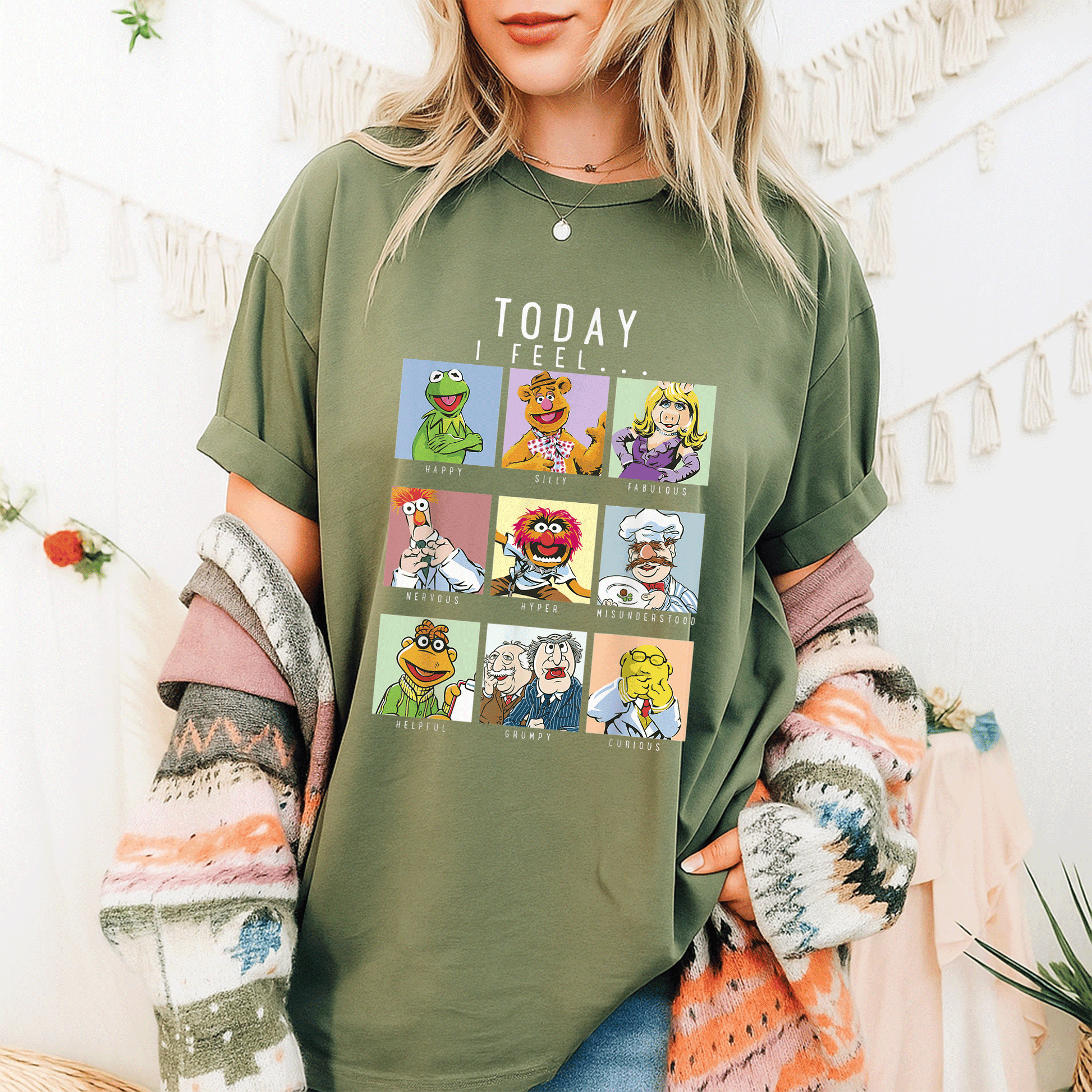 Disney The Muppets Today I Fell Box Up T-Shirt for Fun Lovers, Featuring Iconic Characters in Vibrant Graphic Design - 9