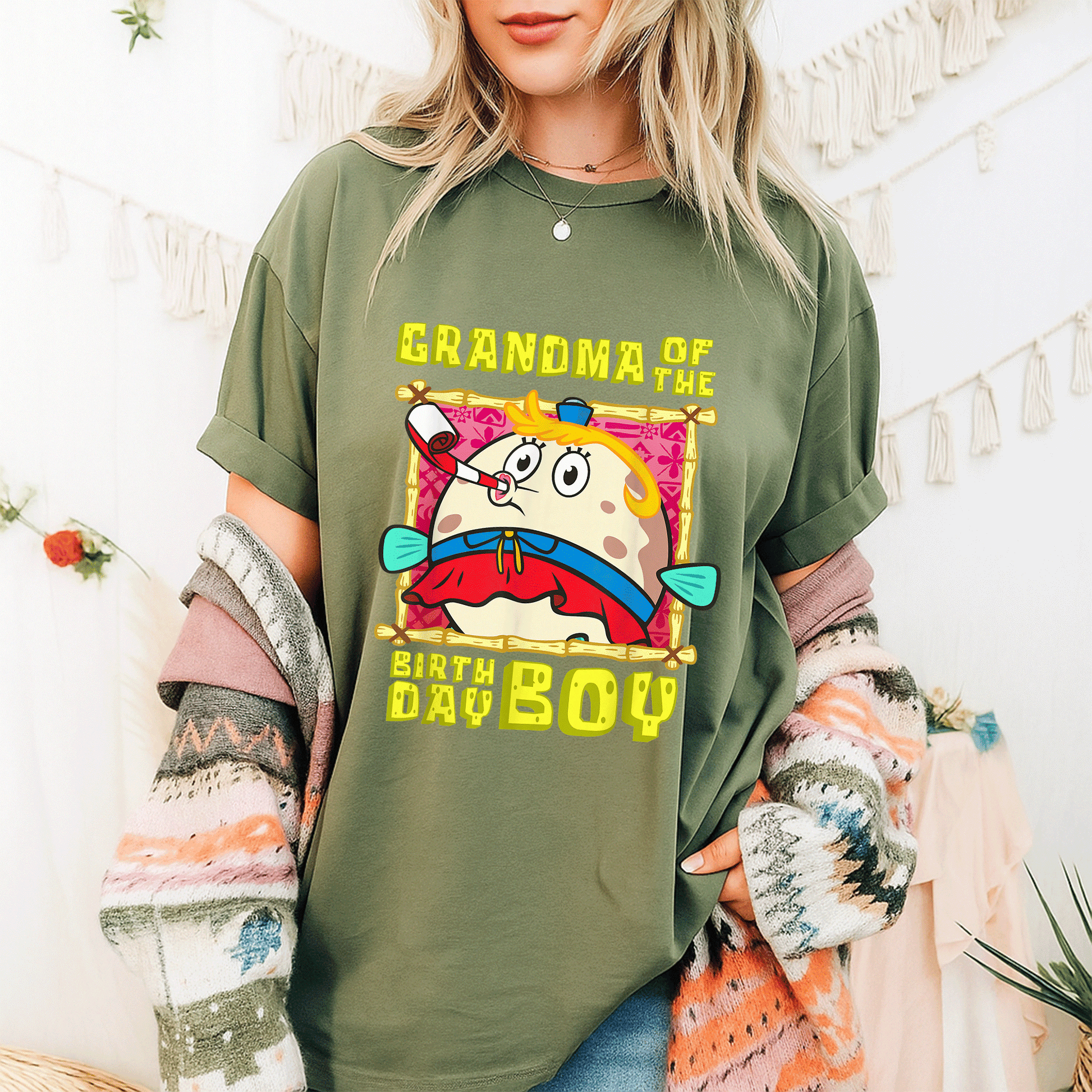 Mademark SpongeBob SquarePants Mrs Puff Grandma Birthday Boy T-Shirt Cute Graphic Tee for Grandmothers and Fans - 9
