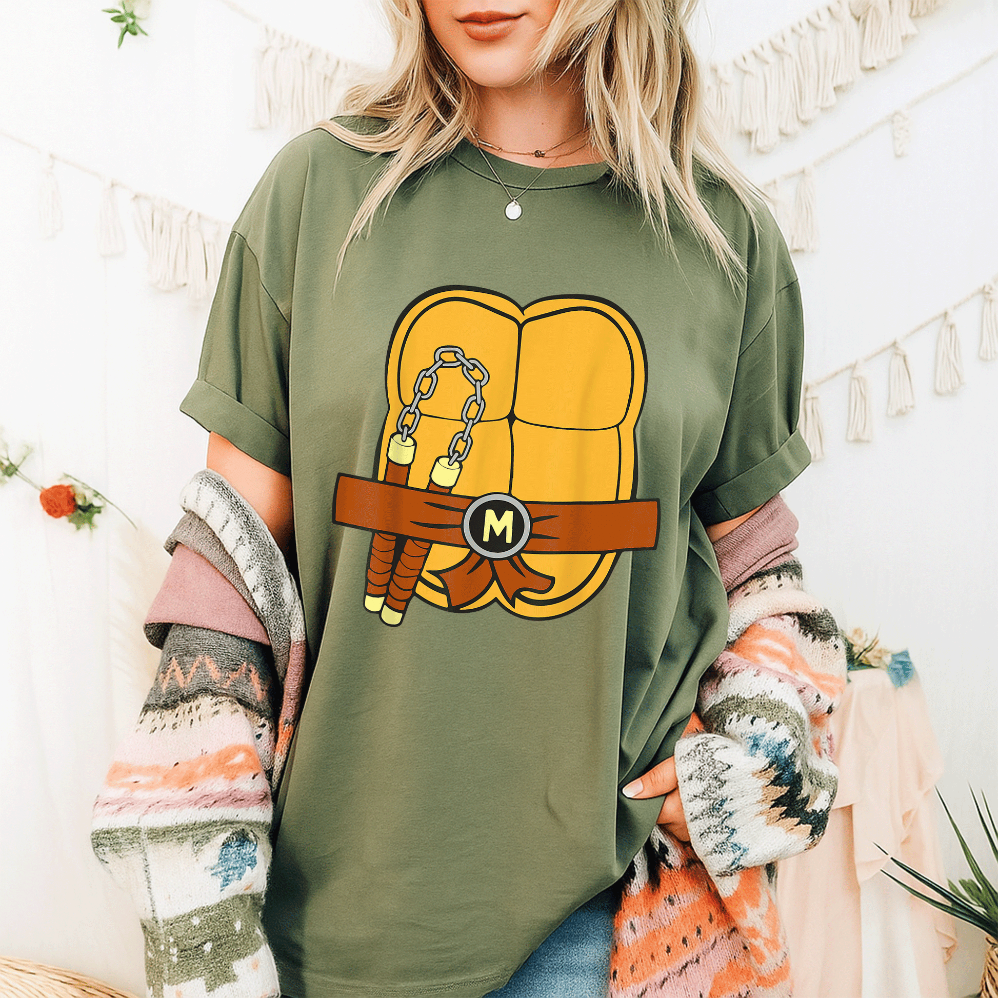Mademark x Teenage Mutant Ninja Turtles Michelangelo Halloween Costume T-Shirt for Kids and Adults - Fun and Trendy Apparel - 9
