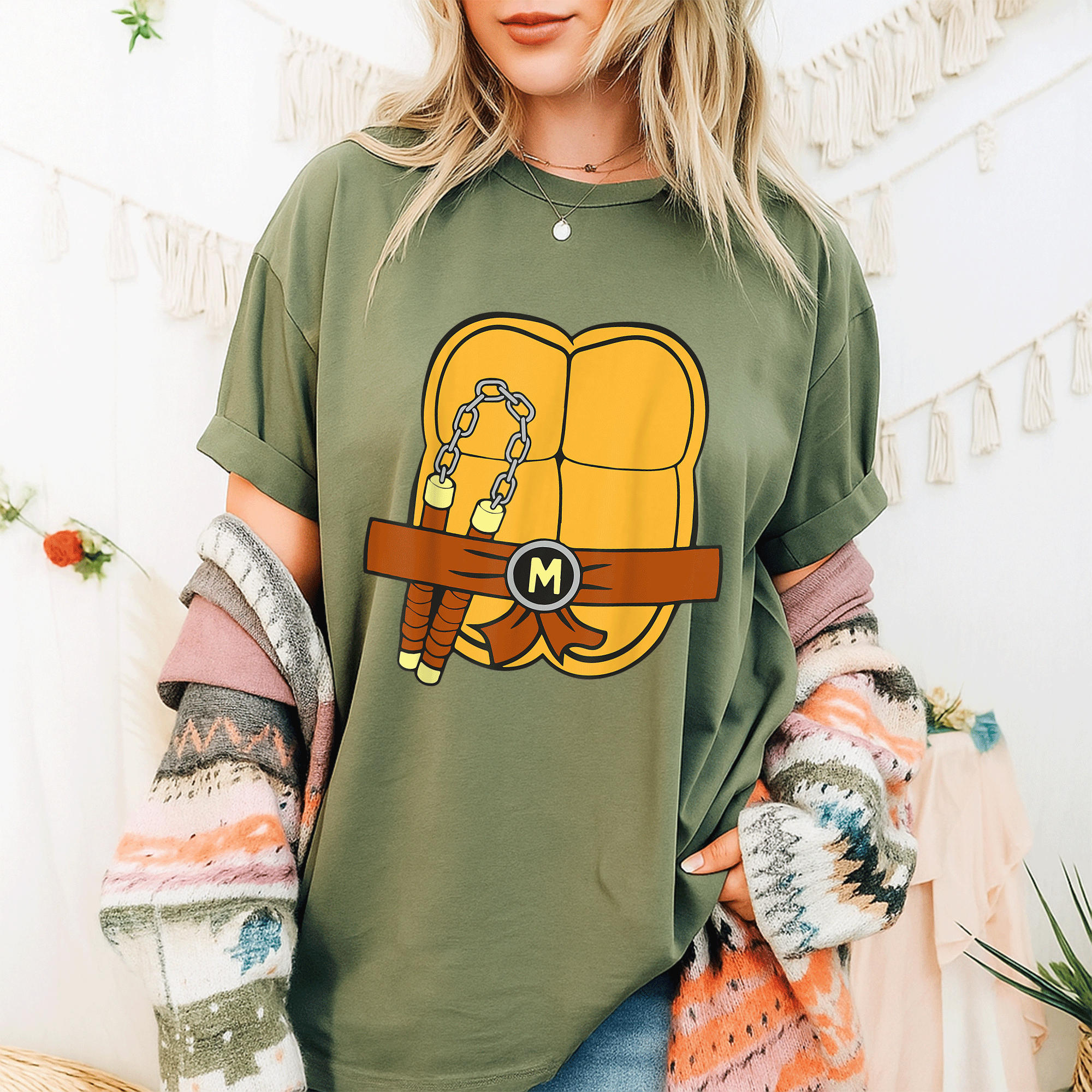 Mademark x Teenage Mutant Ninja Turtles Michelangelo Halloween Costume T-Shirt for Kids and Adults - Fun and Trendy Apparel - 9