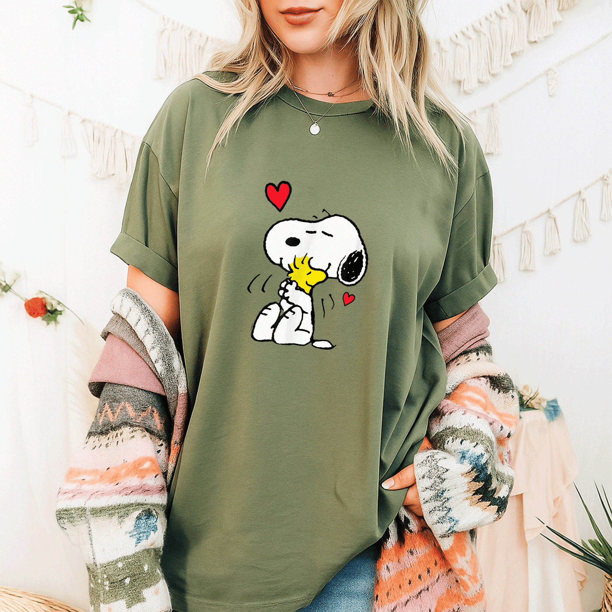 Snoopy Lots Of Love T-Shirt for Peanuts Fans | Cute and Playful Graphic Tee Featuring Iconic Snoopy Design - 9