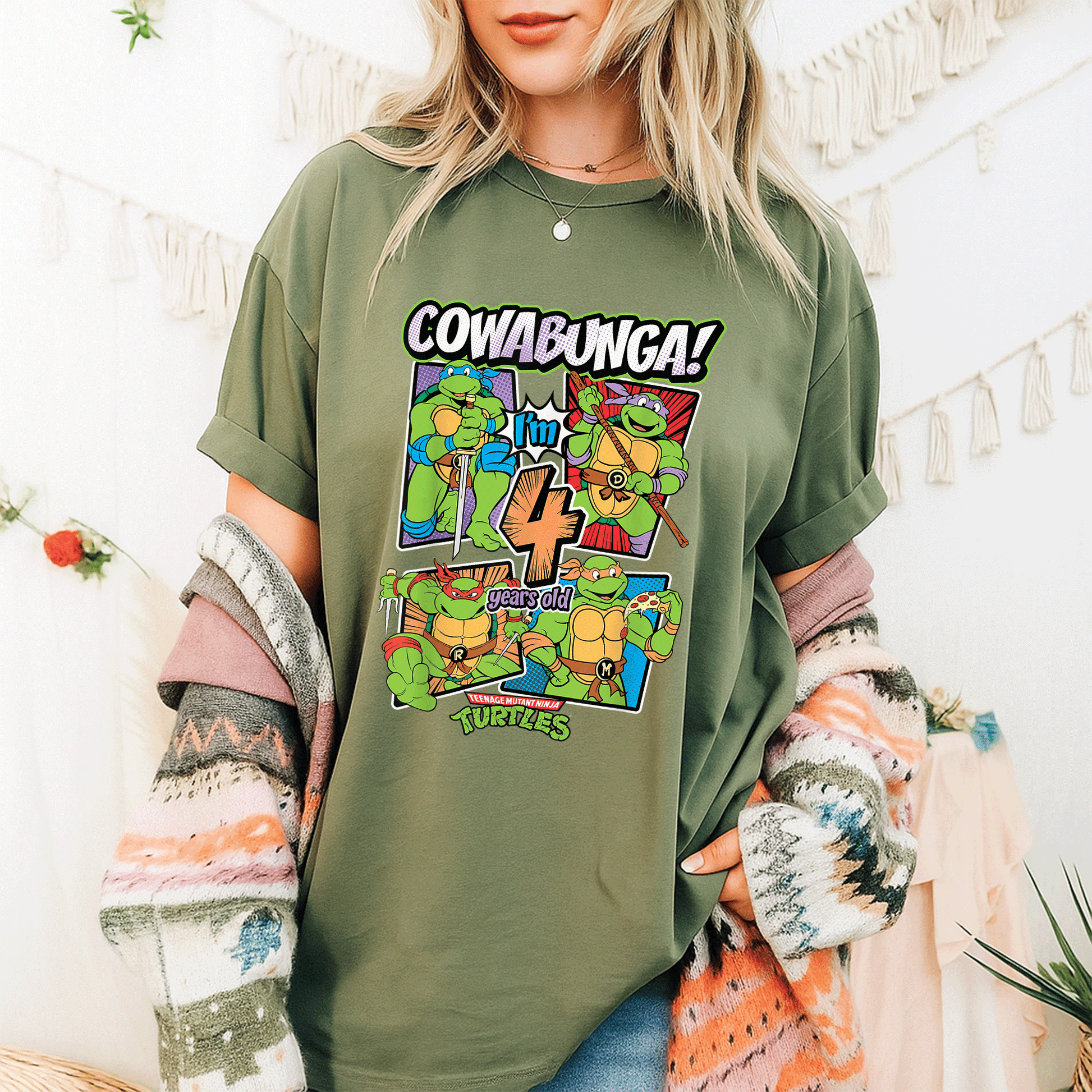 Cowabunga I'm 4 Years Old TMNT T-Shirt for Kids | Fun Teenage Mutant Ninja Turtles Birthday Tee | Perfect Gift for Little Fans - 9