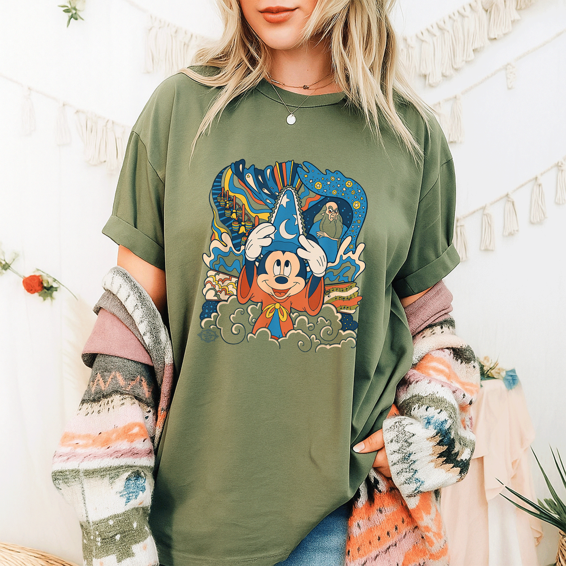 Retro Disney Fantasia Sorcerer's Apprentice Mickey Mouse T-Shirt – Classic Animation Style Graphic Tee for Fans - 9
