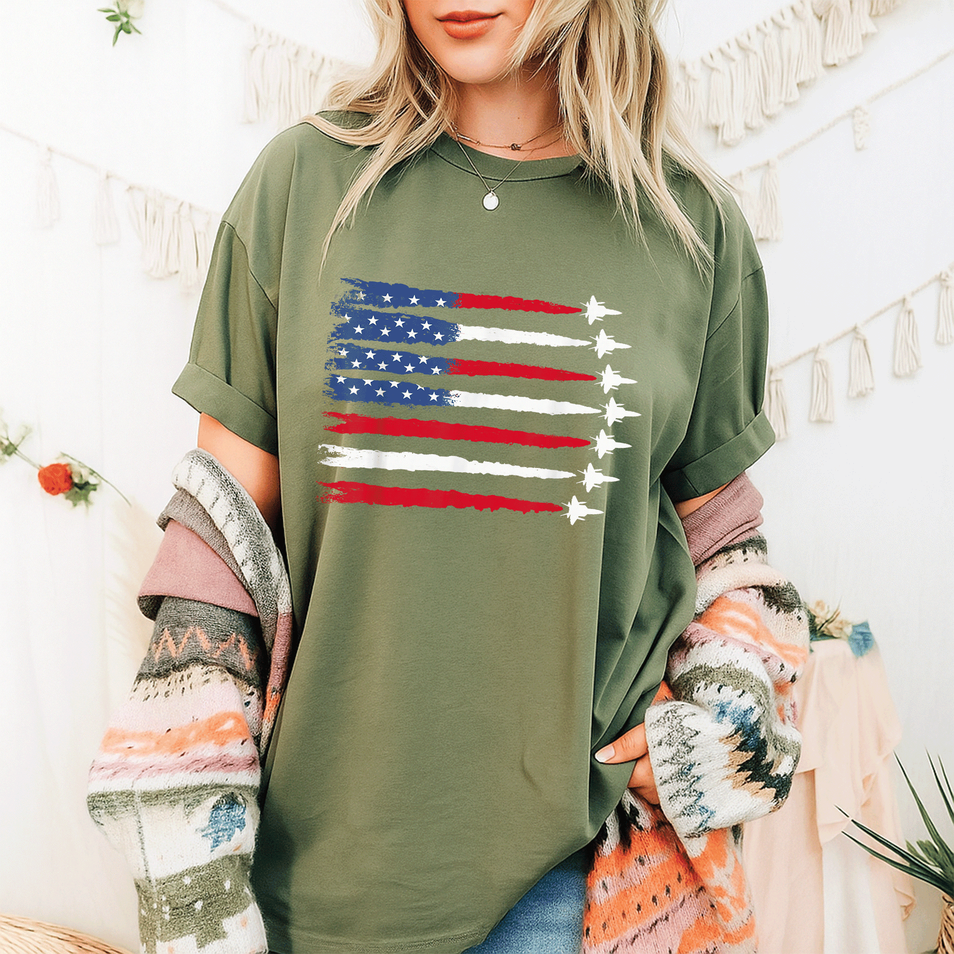Patriotic USA Flag Fighter Jets 4th of July T-Shirt for Men and Women - Celebrate Independence Day in Style! - 9