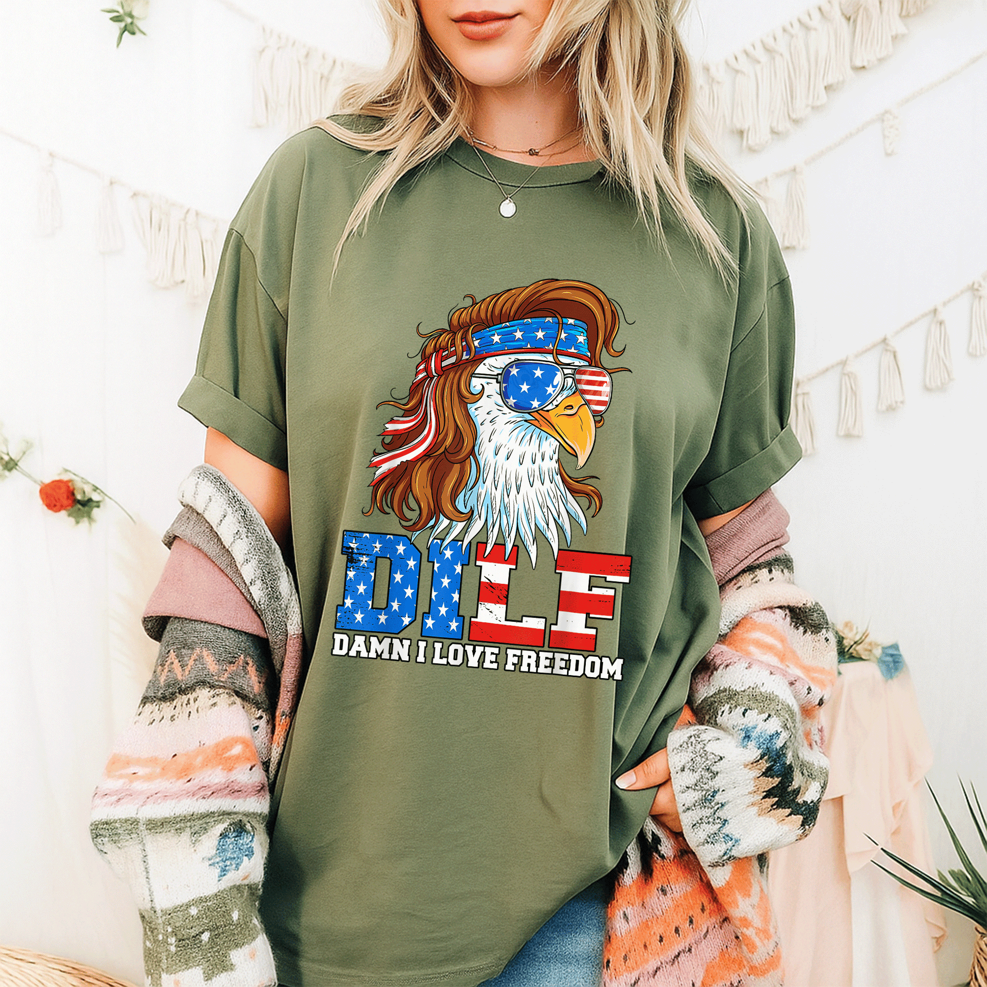 Funny DILF Damn I Love Freedom Eagle T-Shirt for Patriotic 4th of July Celebrations - Perfect Gift for Dad! - 9