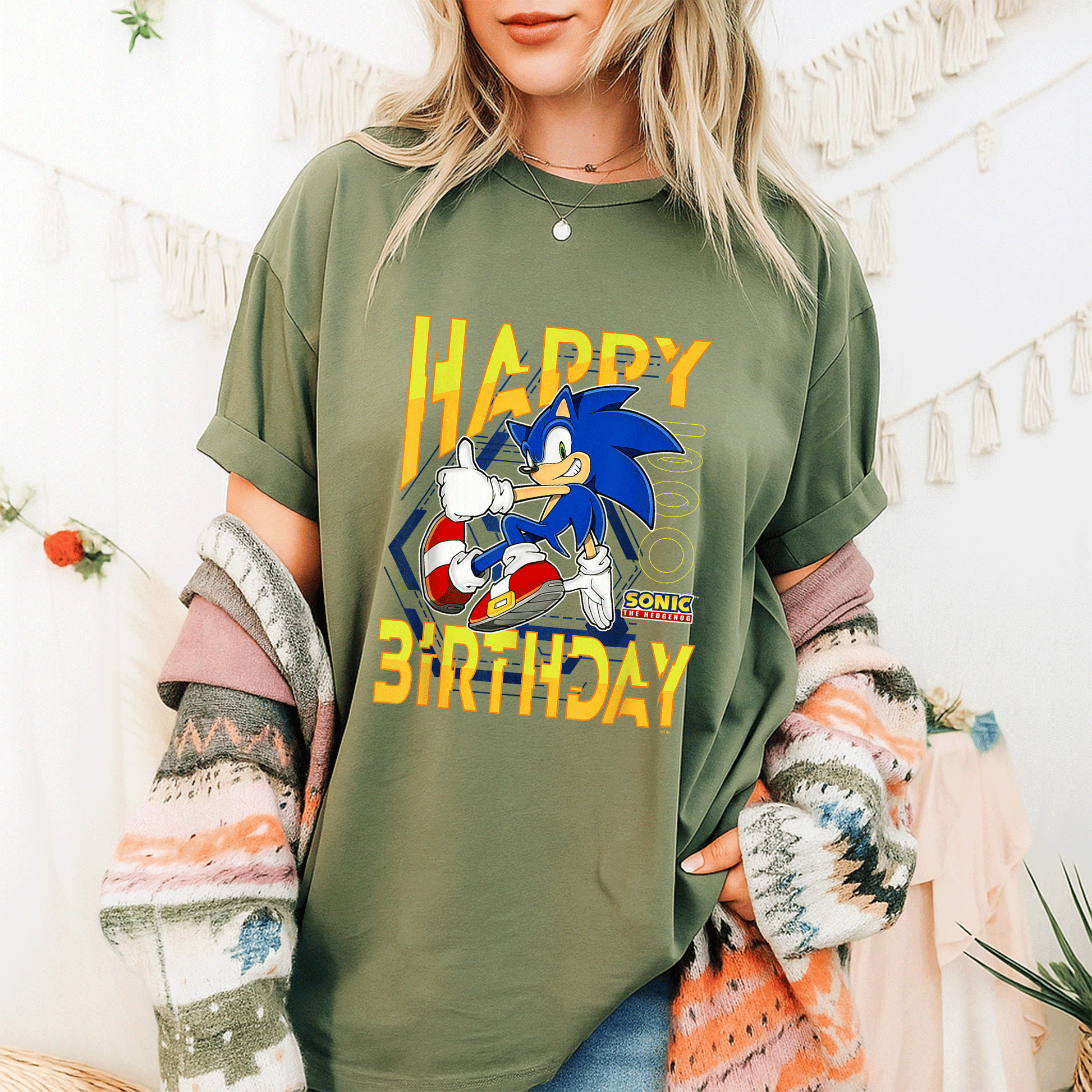 Sonic the Hedgehog Birthday T-Shirt with Happy Birthday Thumbs Up Logo - Perfect Gift for Sonic Fans and Kids - 9