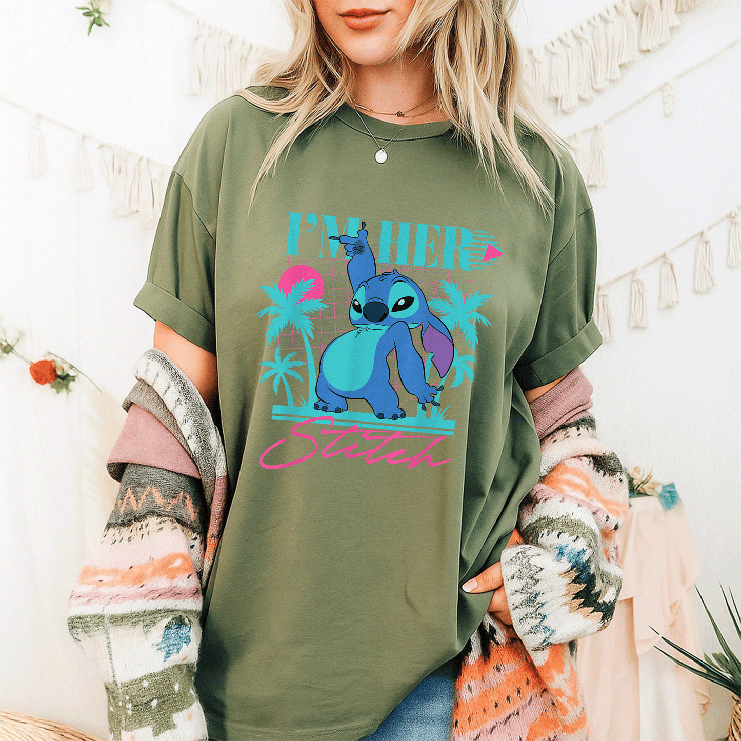 Disney Stitch Retro 90s Couples Matching T-Shirt I'm Her Stitch Cute Design for Lovebirds Perfect Gift for Him and Her - 9