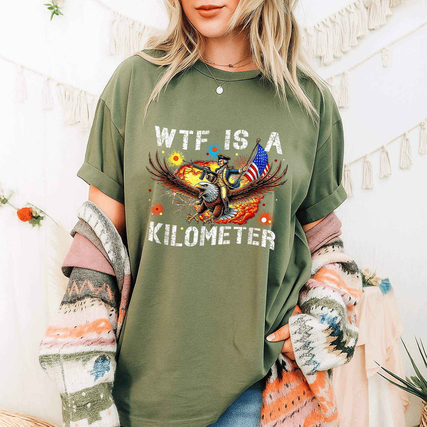 Retro WTF Is A Kilometer Funny Patriotic American Freedom T-Shirt for Proud Americans, Perfect Gift for Freedom Lovers and Road Trip Enthusiasts - 9