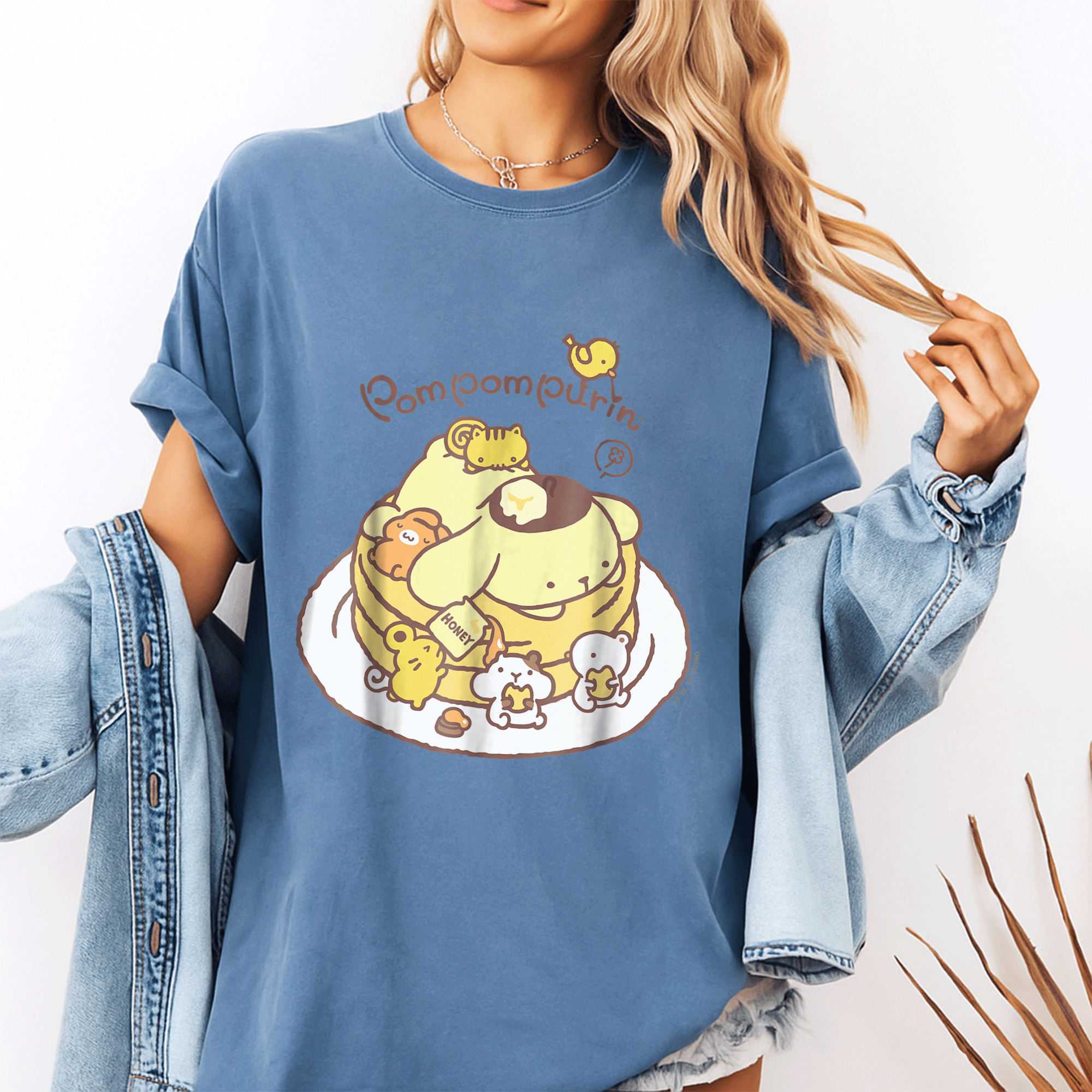 Cute Pom Pom Purin Pancake Friends Tee Shirt for Sanrio Lovers, Adorable Graphic Tee Featuring Cheerful Pancake Design - 10