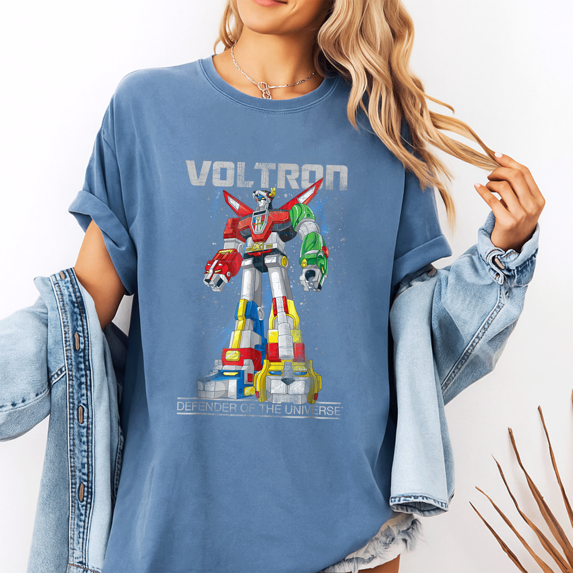 Voltron Retro Defender Space Distressed Graphic T-Shirt for Fans, Vintage Style with Bold Design and Unique Artwork - 10