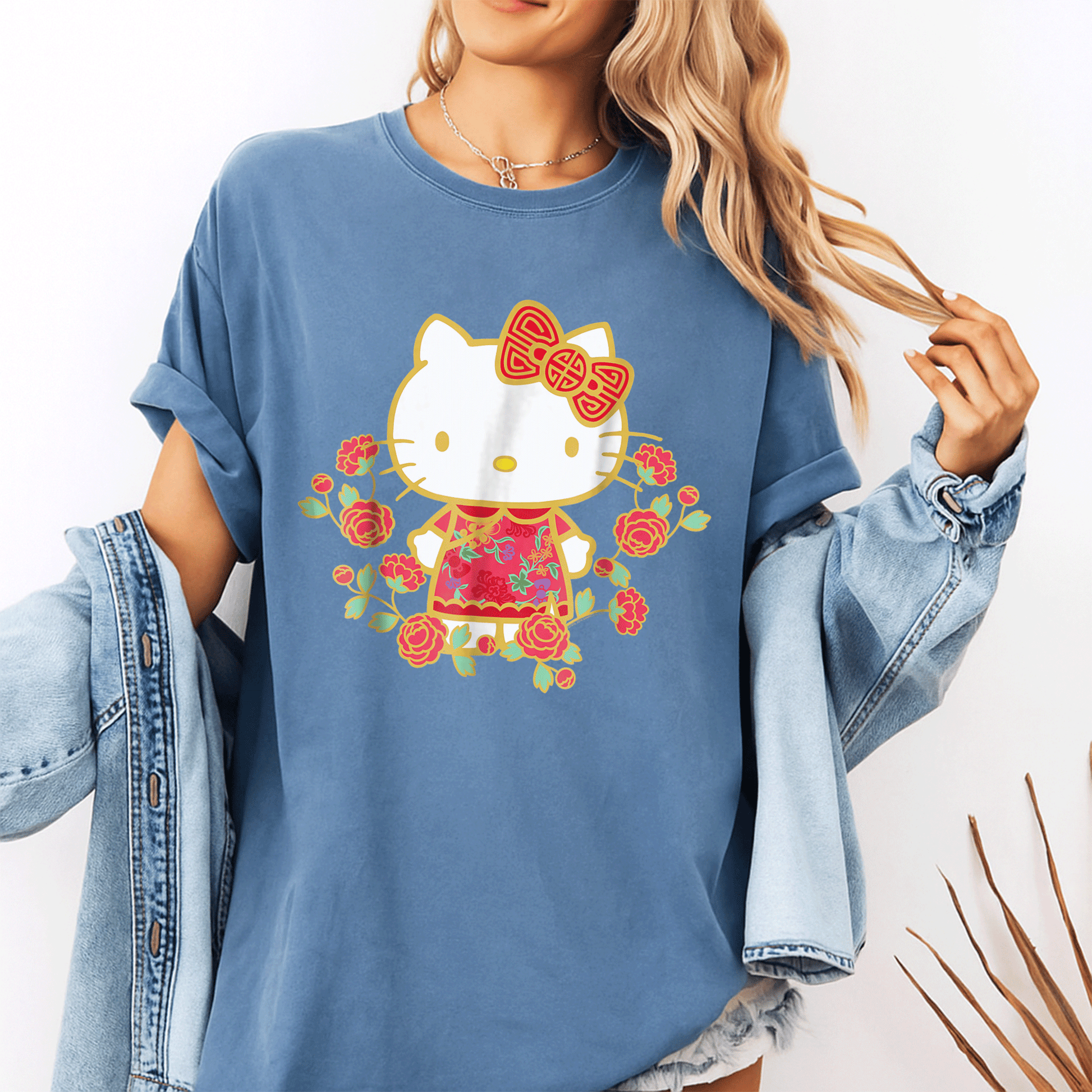Adorable Hello Kitty Happy Lunar New Year Tee Shirt for Kids and Adults -Festive Design with Cute Colors and Animal Friends - 10