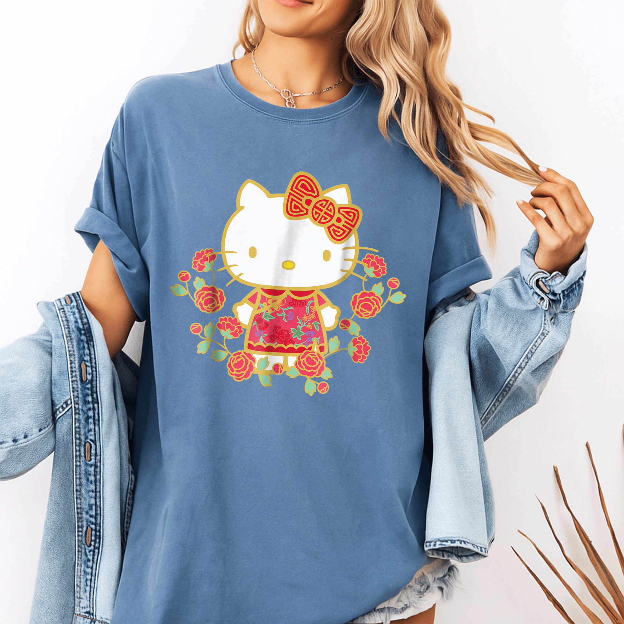Adorable Hello Kitty Happy Lunar New Year Tee Shirt for Kids and Adults -Festive Design with Cute Colors and Animal Friends - 10