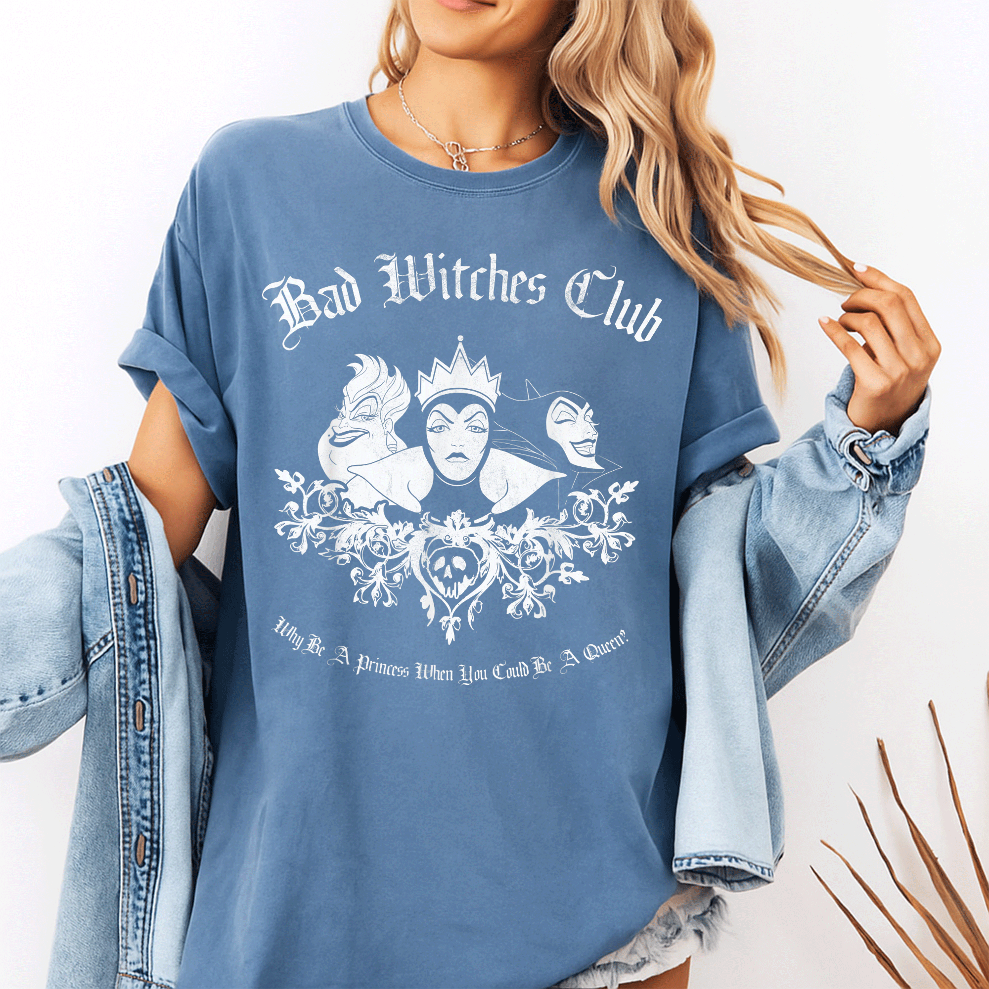 Disney Villains Bad Witches Club Group Shot Graphic T-Shirt Featuring Iconic Disney Villains for Cozy Casual Style - 10