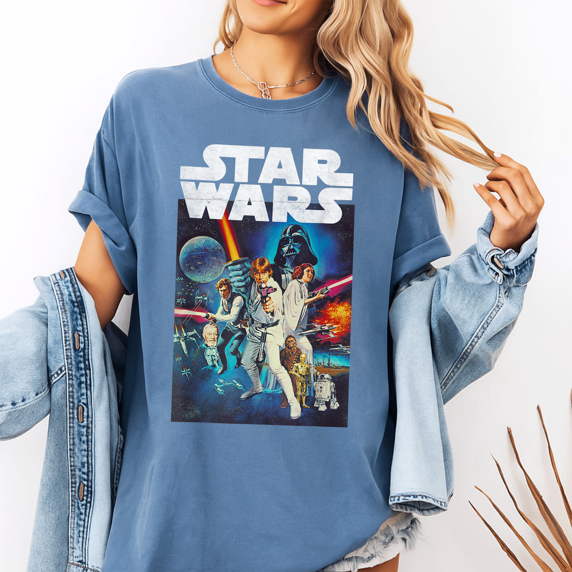 Vintage Star Wars Cast Poster T-Shirt - Retro Graphic Tee Featuring Iconic Characters for True Fans and Collectors - 10