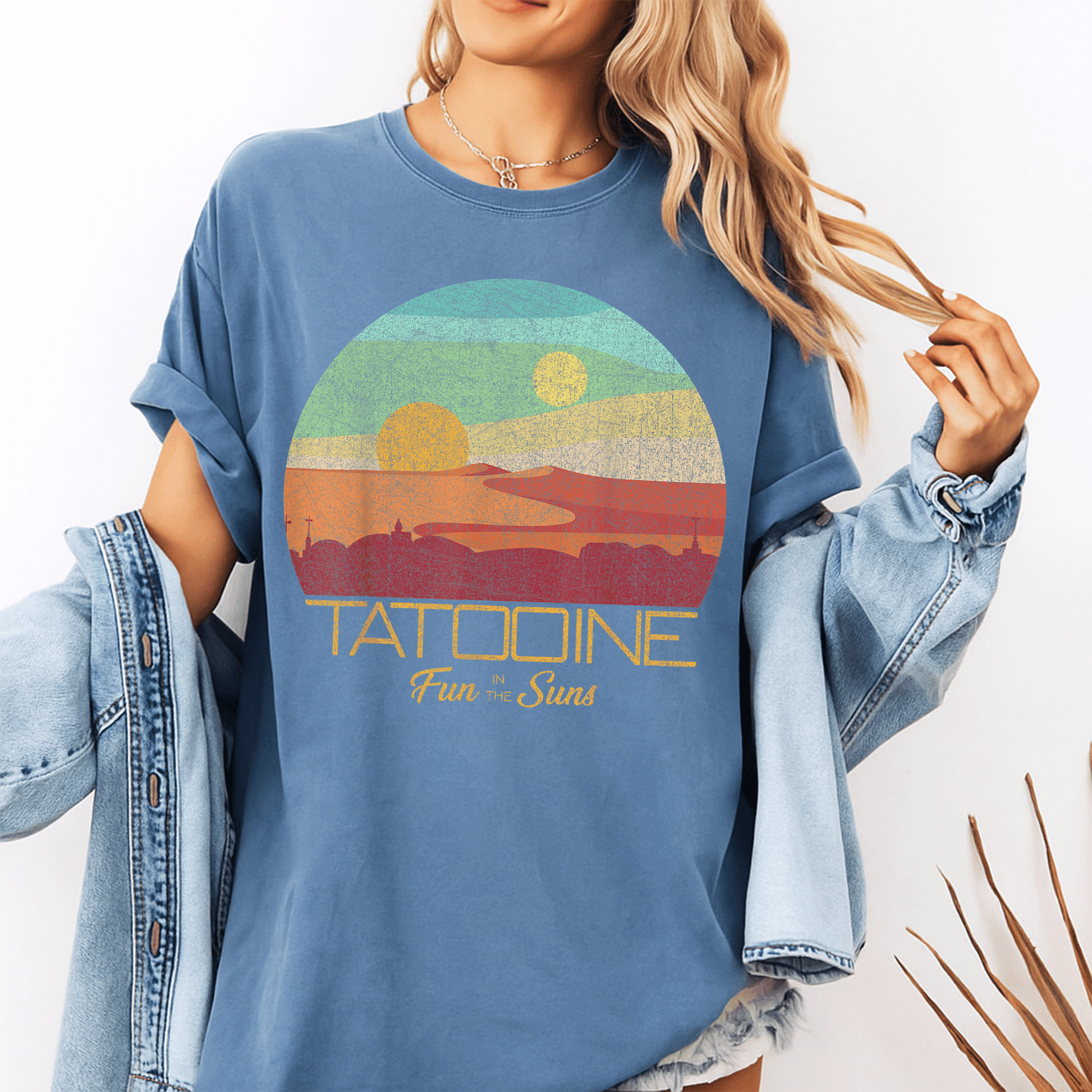 Star Wars Tatooine Postcard T-Shirt featuring Iconic Desert Landscape - Perfect Gift for Fans and Collectors - 10
