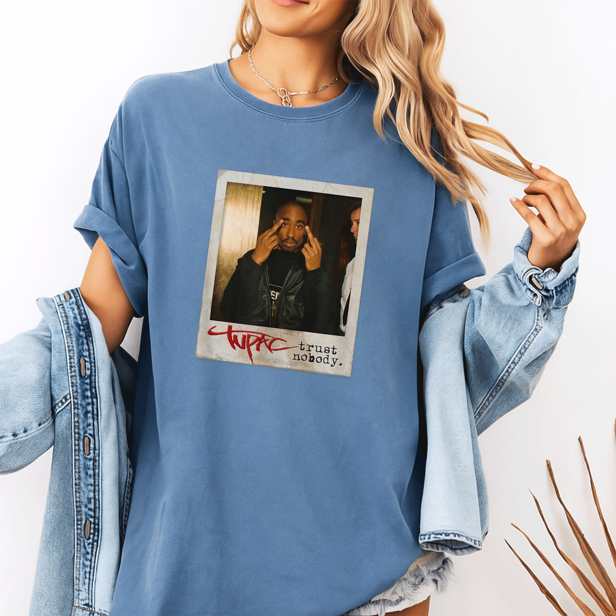 Tupac Trust Nobody Photo T-Shirt - Stylish Streetwear Tee Featuring Iconic Rap Legend Artwork Perfect for Fans and Collectors - 10