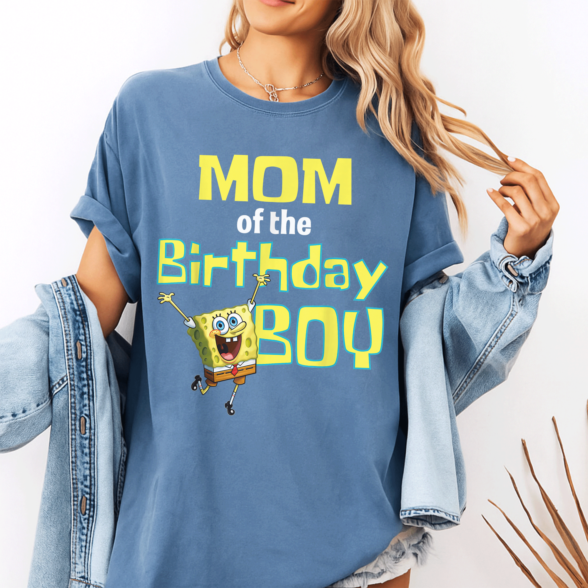 Mademark x SpongeBob SquarePants Mom Of The Birthday Boy T-Shirt Fun and Colorful Design for Celebrating Special Days - 10