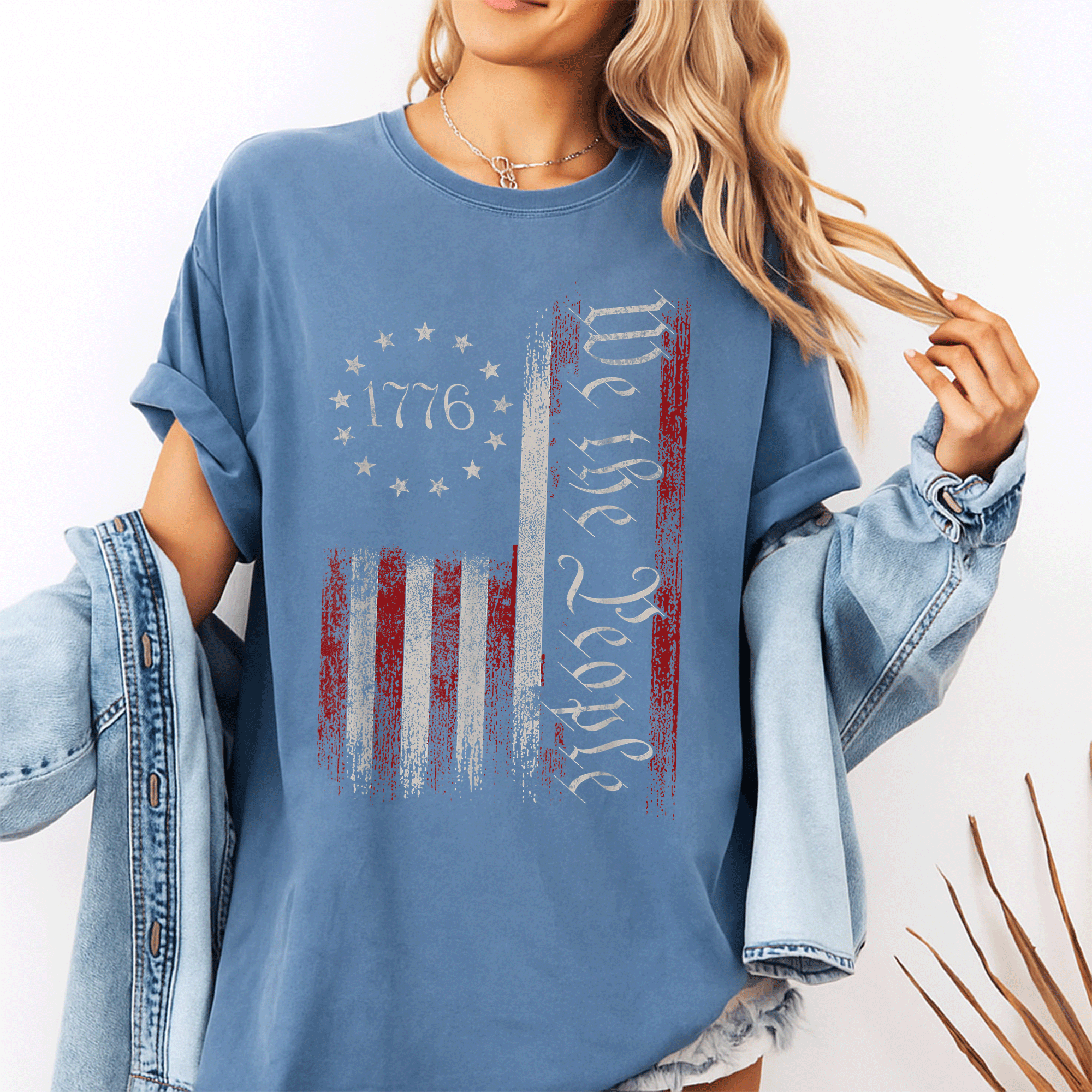 Vintage American Flag T-Shirt, Patriotic 1776 We The People Design, Ideal for Independence Day Celebrations and Everyday Wear - 10