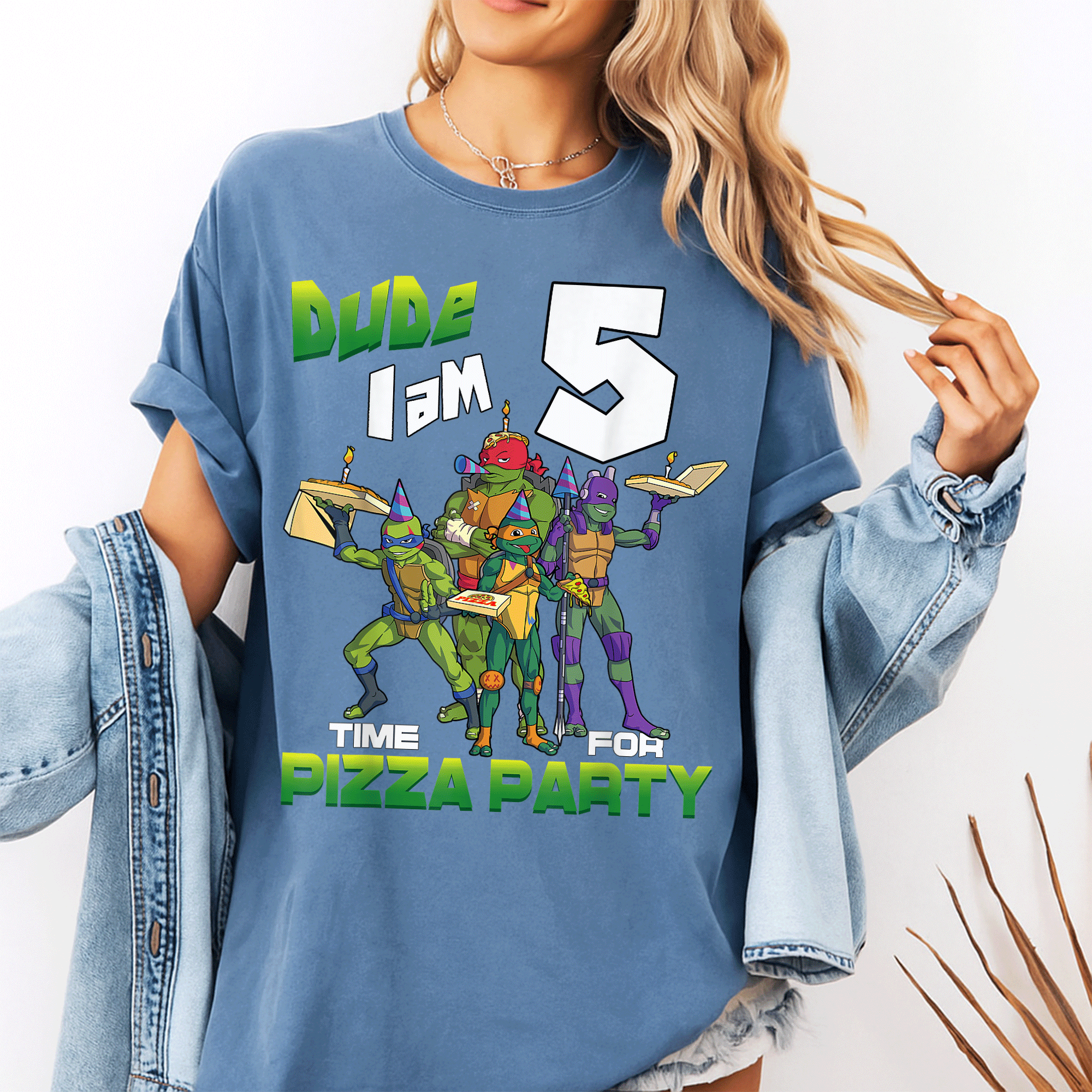 Fun Mademark Teenage Mutant Ninja Turtles Pizza Birthday T-Shirt for 5 Year Olds - Perfect for Party Celebrations! - 10