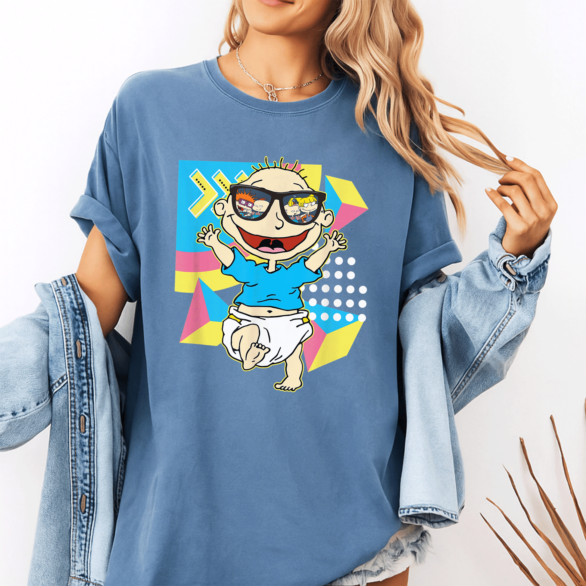 Mademark x Rugrats Tommy Pickles Sunglasses Reflection T-Shirt Perfect for Fans of Iconic 90s Cartoon Nostalgia and Style - 10