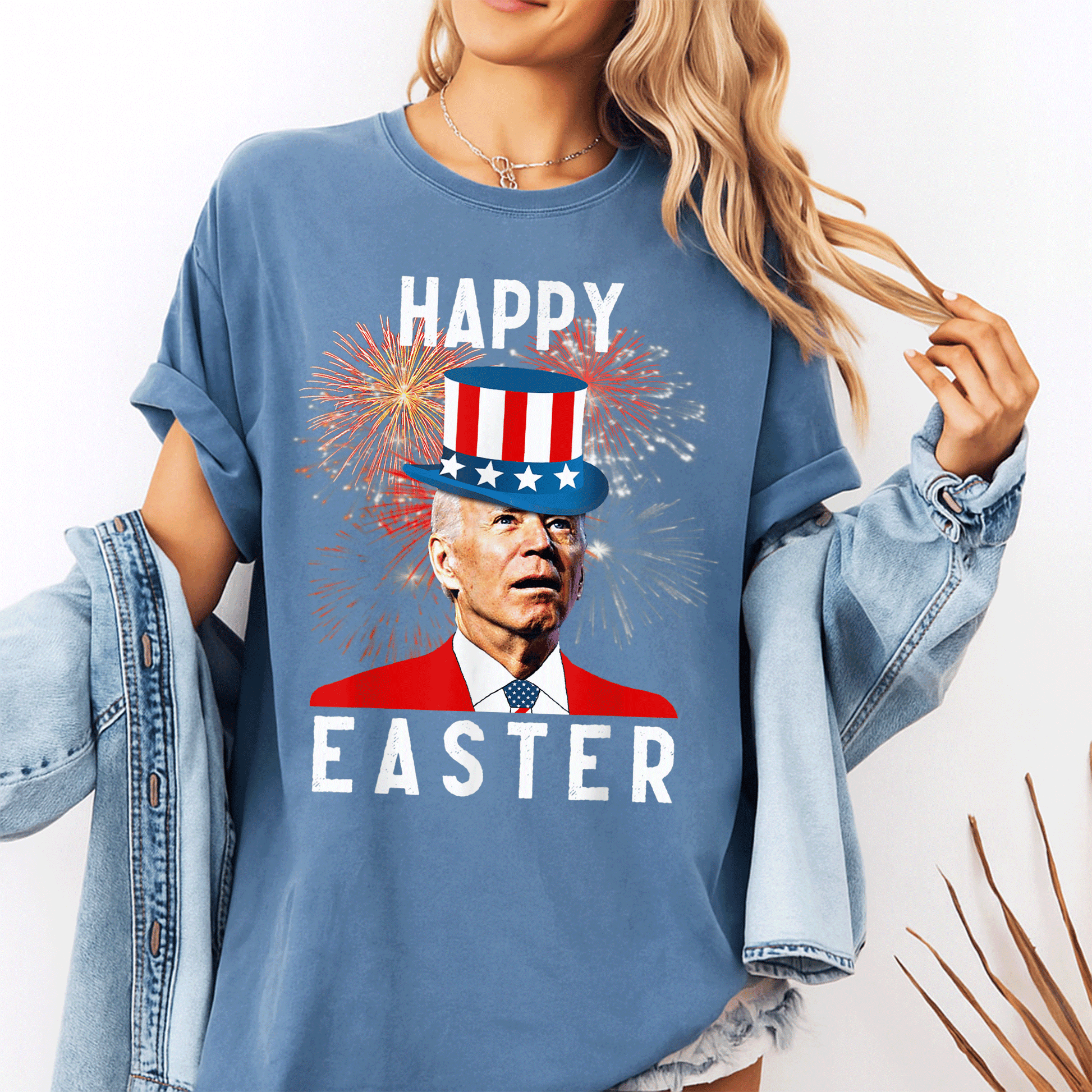 Joe Biden Happy Easter Funny T-Shirt Perfect for 4th of July Celebrations - Unique Design for Holiday Fun and Laughter - 10