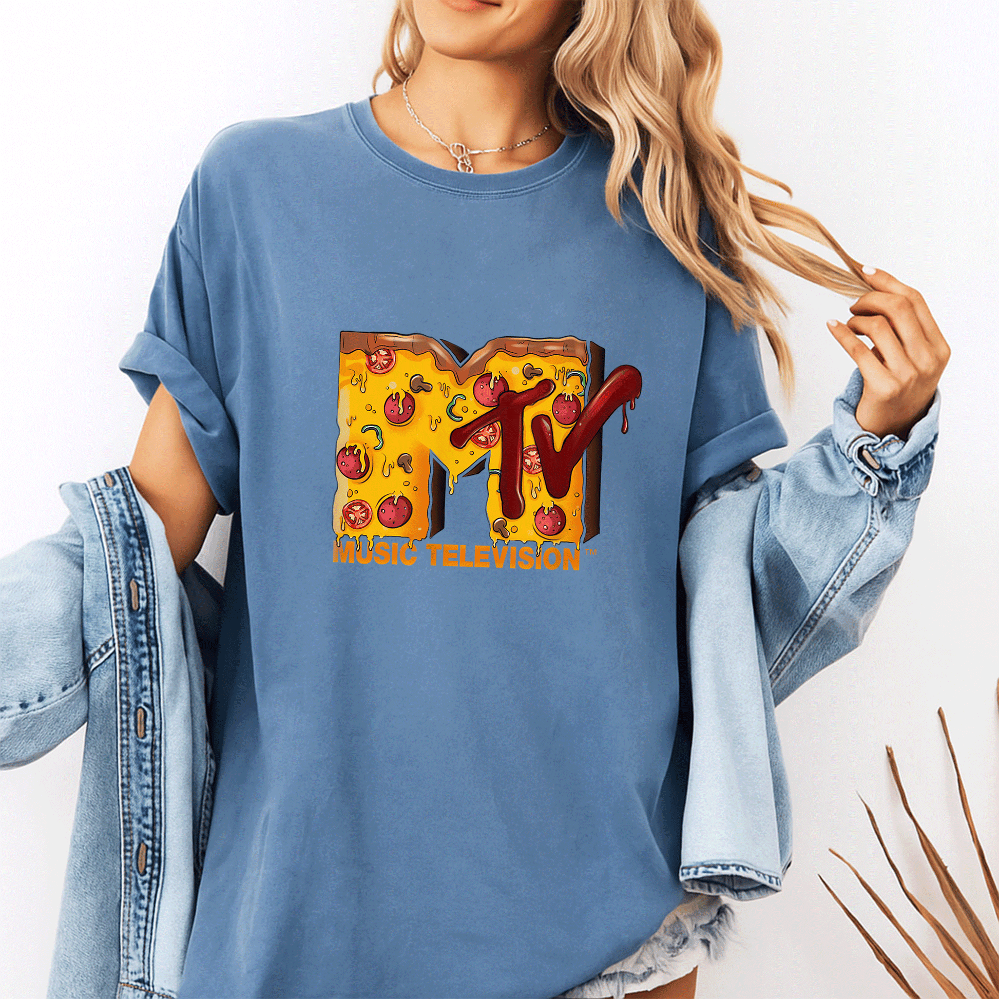 Mademark x MTV Pizza Lover T-Shirt Featuring Original MTV Logo – Perfect for Foodies and Music Fans Alike! - 10