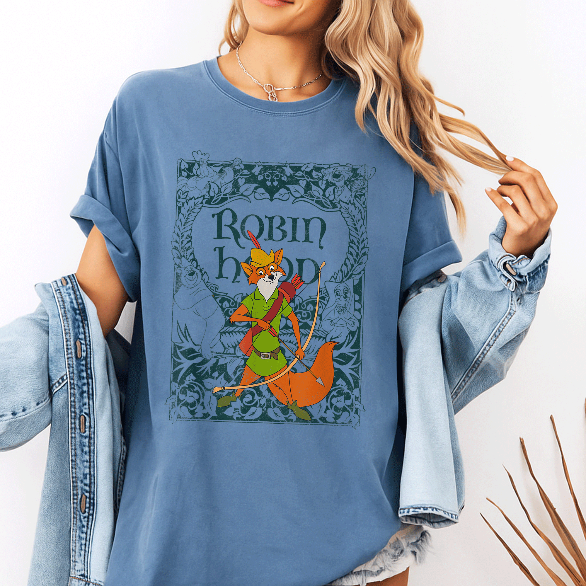 Disney Robin Hood Retro Vintage Distressed T-Shirt for Casual Style Fans, Classic Cartoon Design, Perfect for Any Occasion - 10