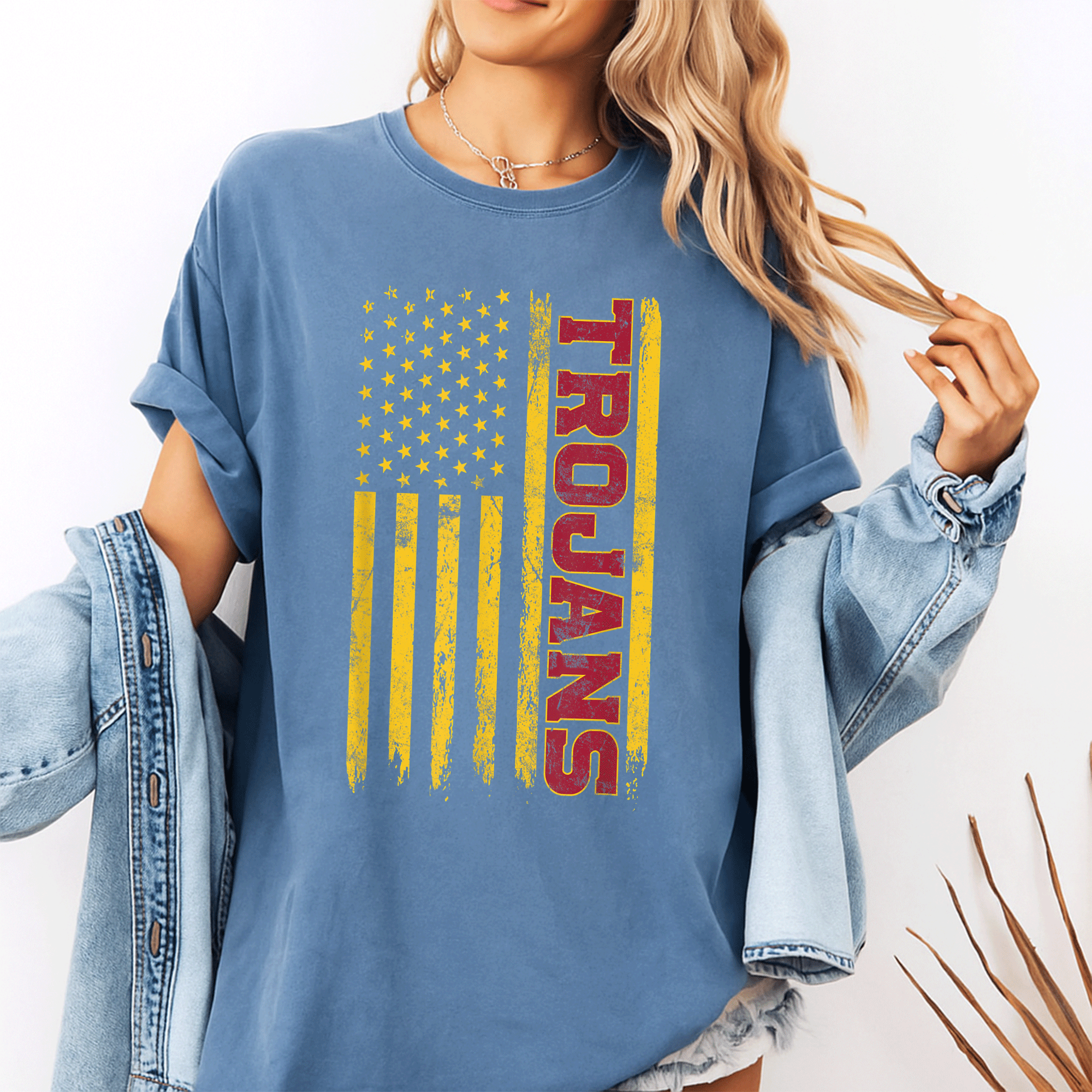 USC Trojans American Flag T-Shirt - Stylish Southern California Spirit Wear for College Fans and Alumni - 10
