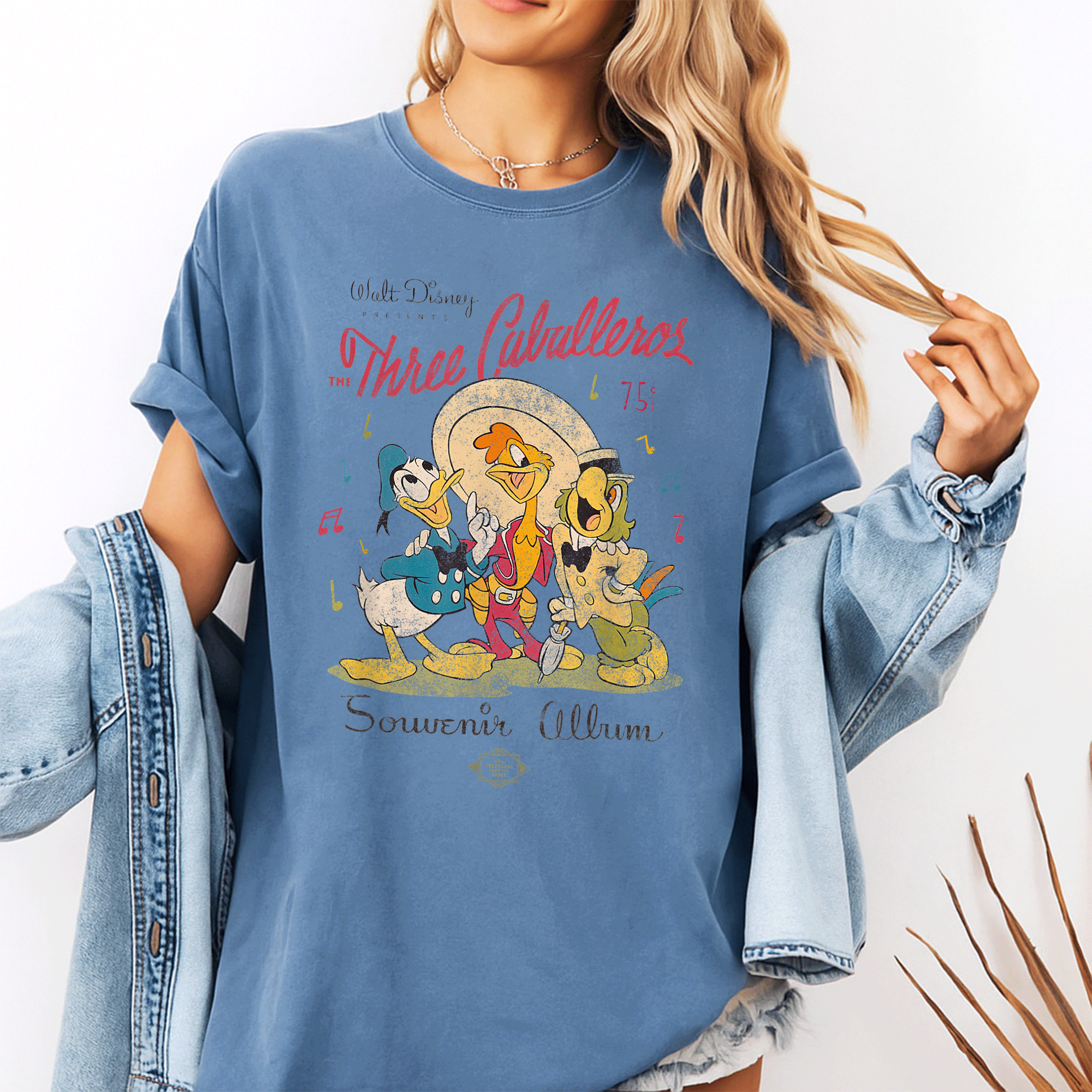 Vintage Disney The Three Caballeros Donald Duck Distressed T-Shirt for Fans of Classic Cartoon Style and Nostalgia - 10