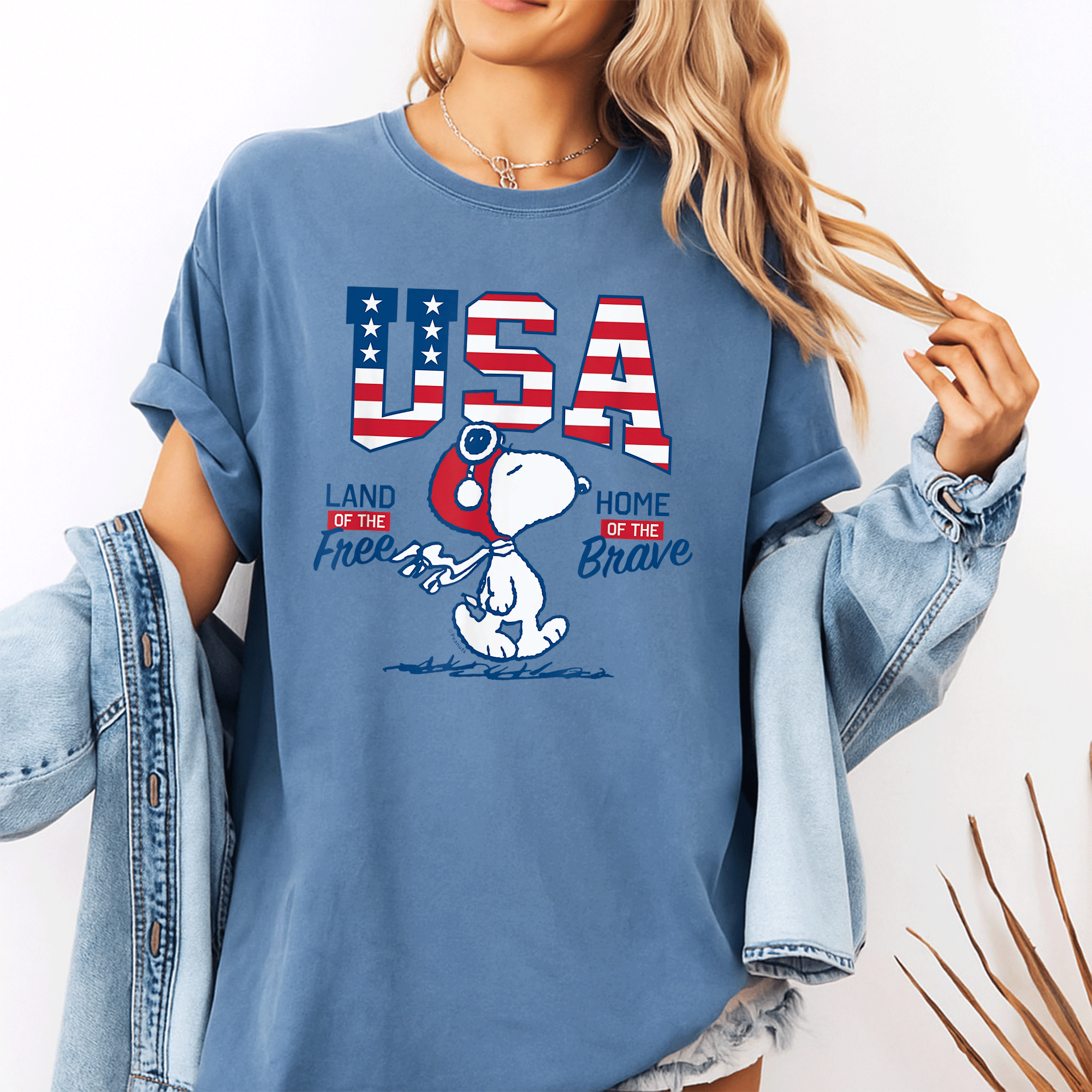 Cute USA Snoopy Brave T-Shirt for Peanuts Lovers - Adorable Graphic Tee Featuring Snoopy and Friends for Everyday Wear - 10