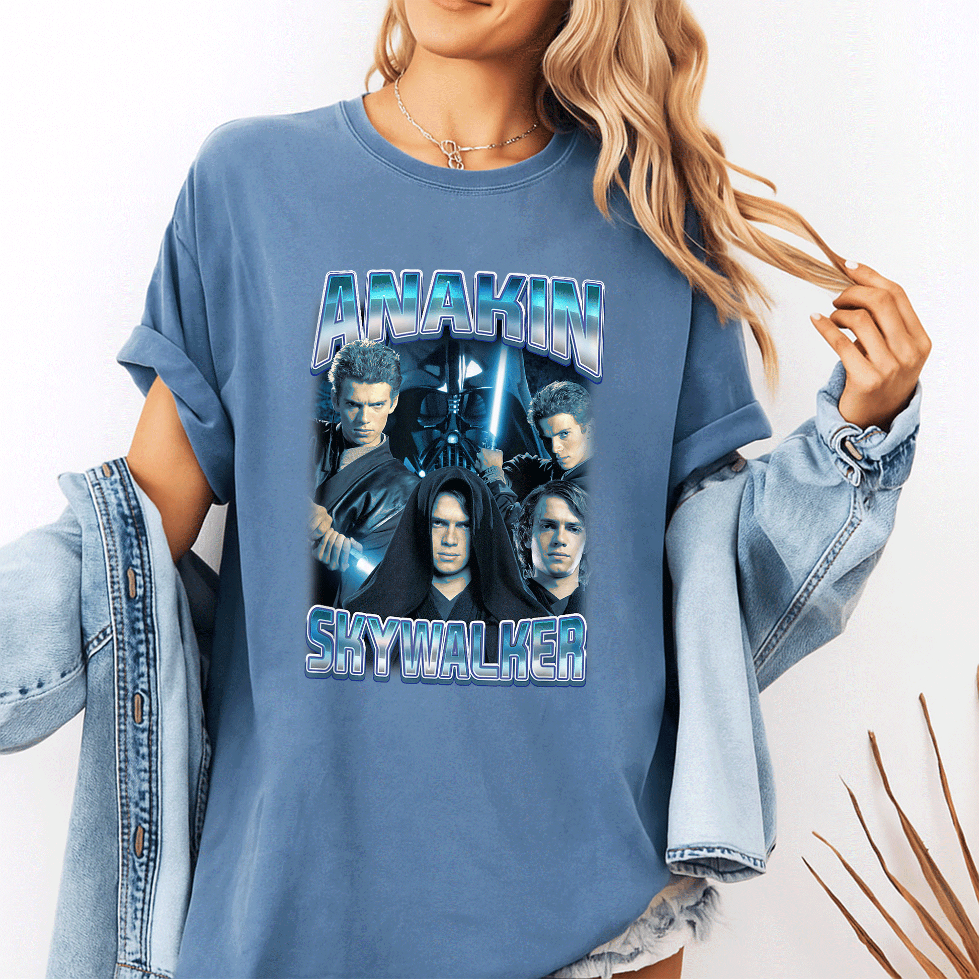 Star Wars Classic Anakin Skywalker Photo Collage Poster T-Shirt for Fans - Stylish Graphic Tee Celebrating Iconic Sith Lord - 10