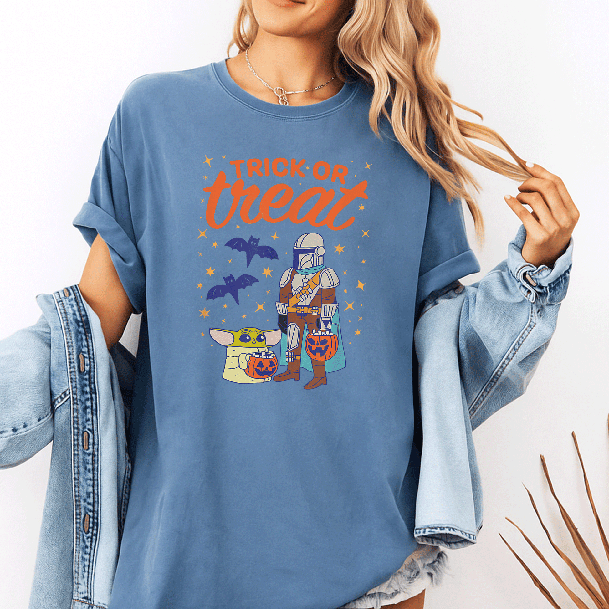 Mandalorian Grogu Halloween Trick or Treat T-Shirt for Kids, Cute and Fun T-Shirt for Star Wars Fans, Perfect Costume Tee - 10