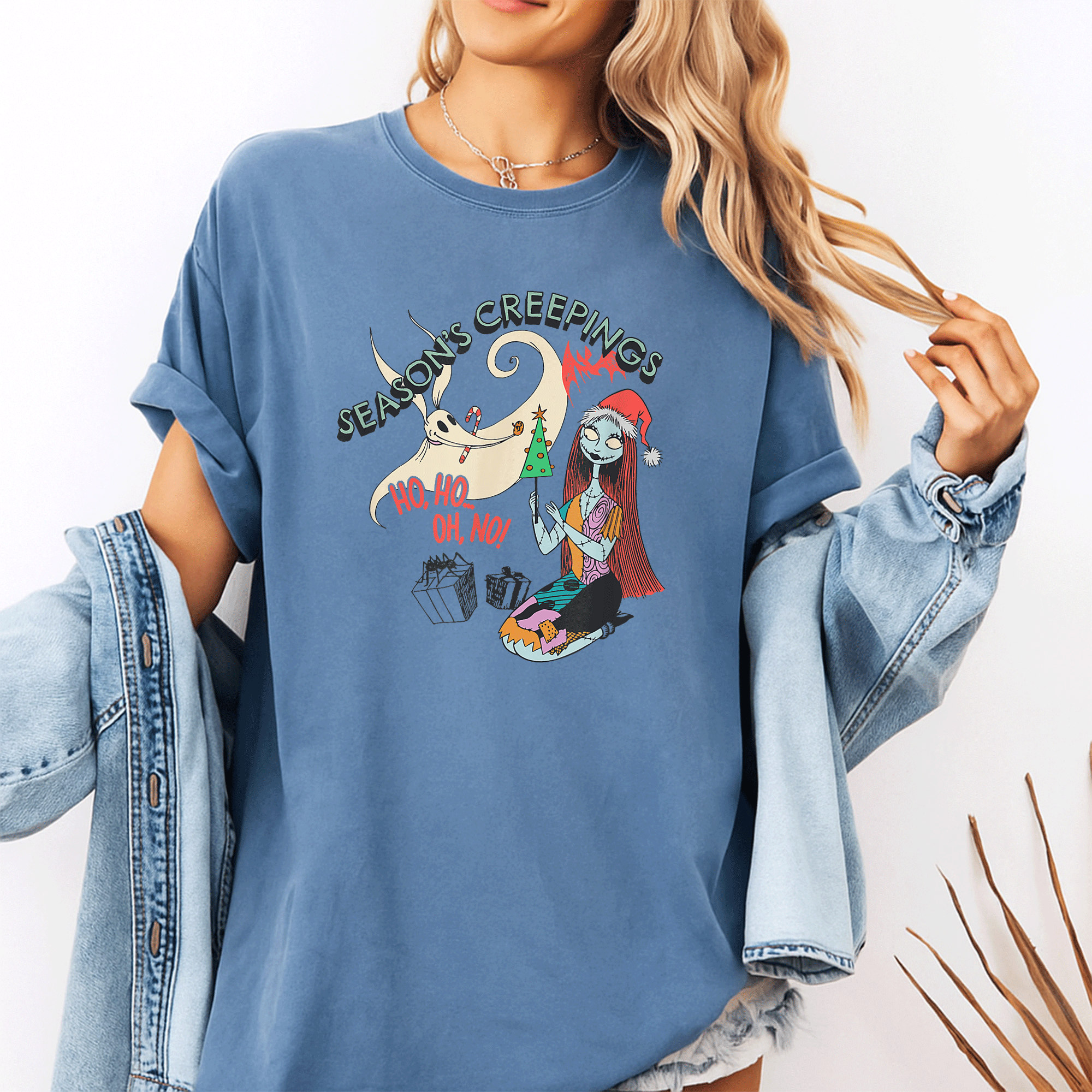 Amazon Essentials Nightmare Before Christmas Sally and Zero Season's Creepings T-Shirt for Fans and Holiday Spirit Wear - 10