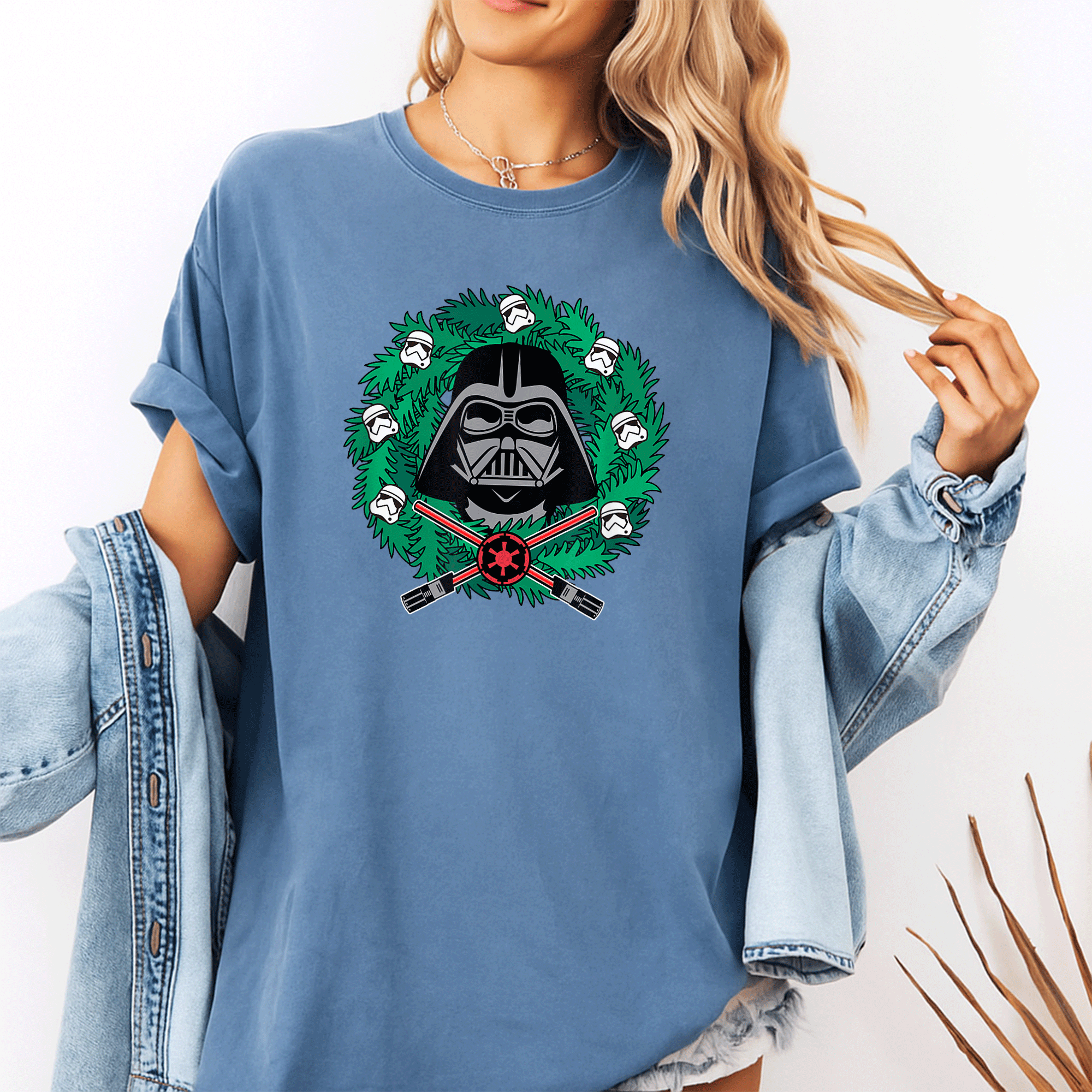 Darth Vader Holiday Wreath T-Shirt for Star Wars Fans – Fun Christmas Tee for Perfect Festive Wear - 10