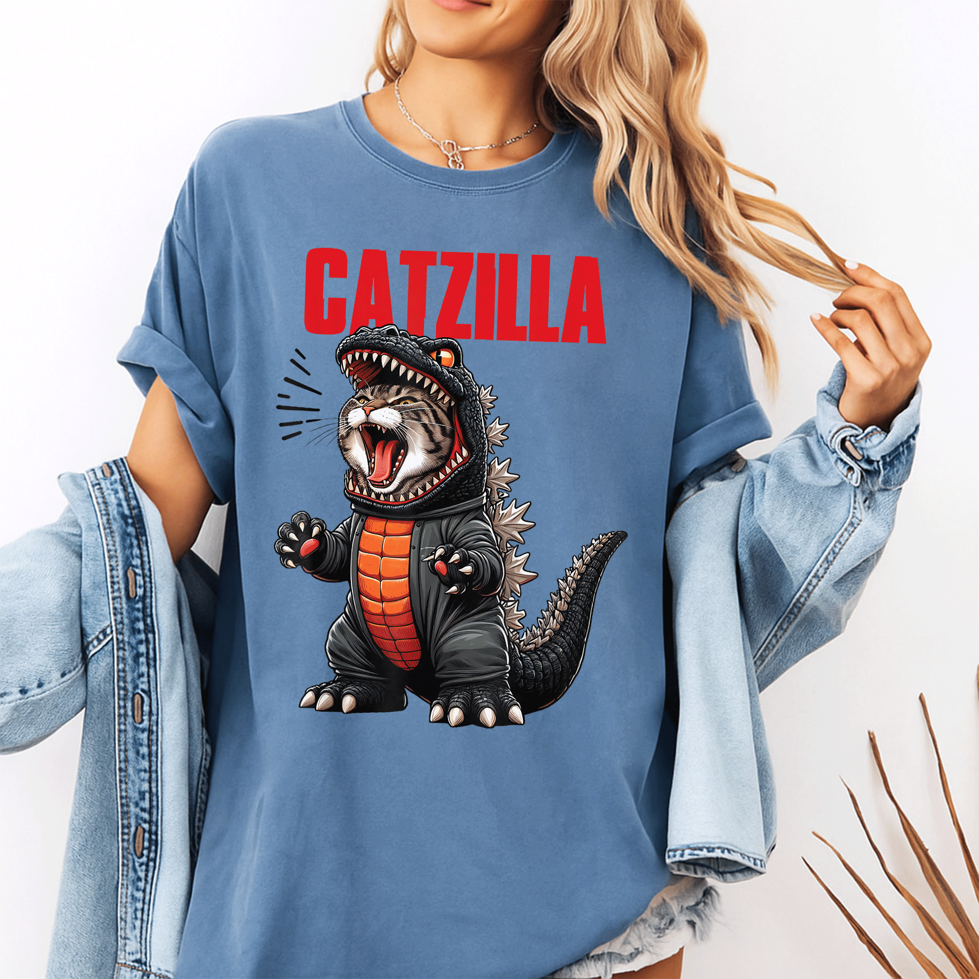 Adorable Catzilla T-Shirt for Cat Moms and Dads - Perfect Gift for Pet Lovers Featuring Cute Kitty Design and Playful Charm! - 10